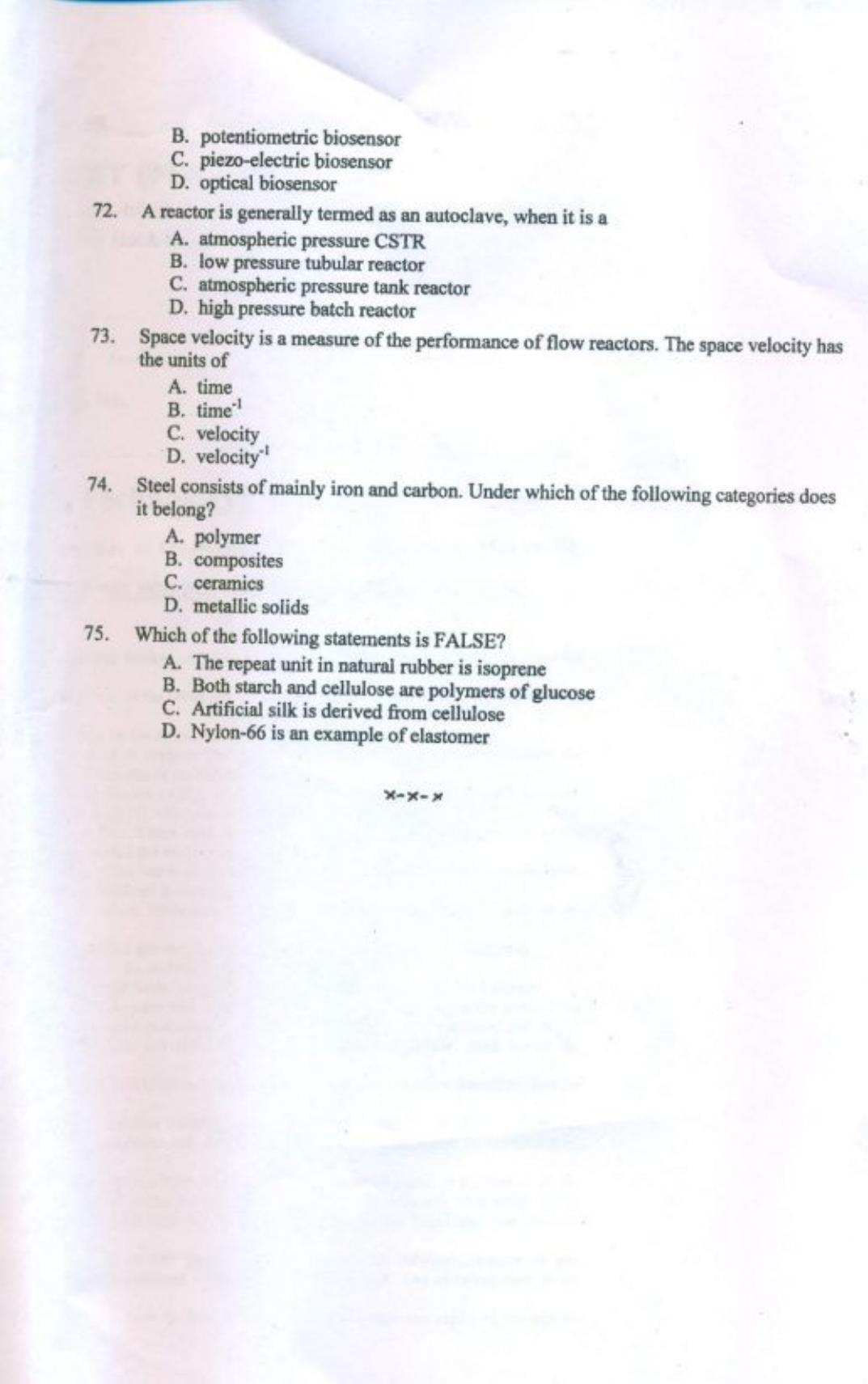 PU CET PG 2018 M.E. Biotechnology Question Paper - Page 10