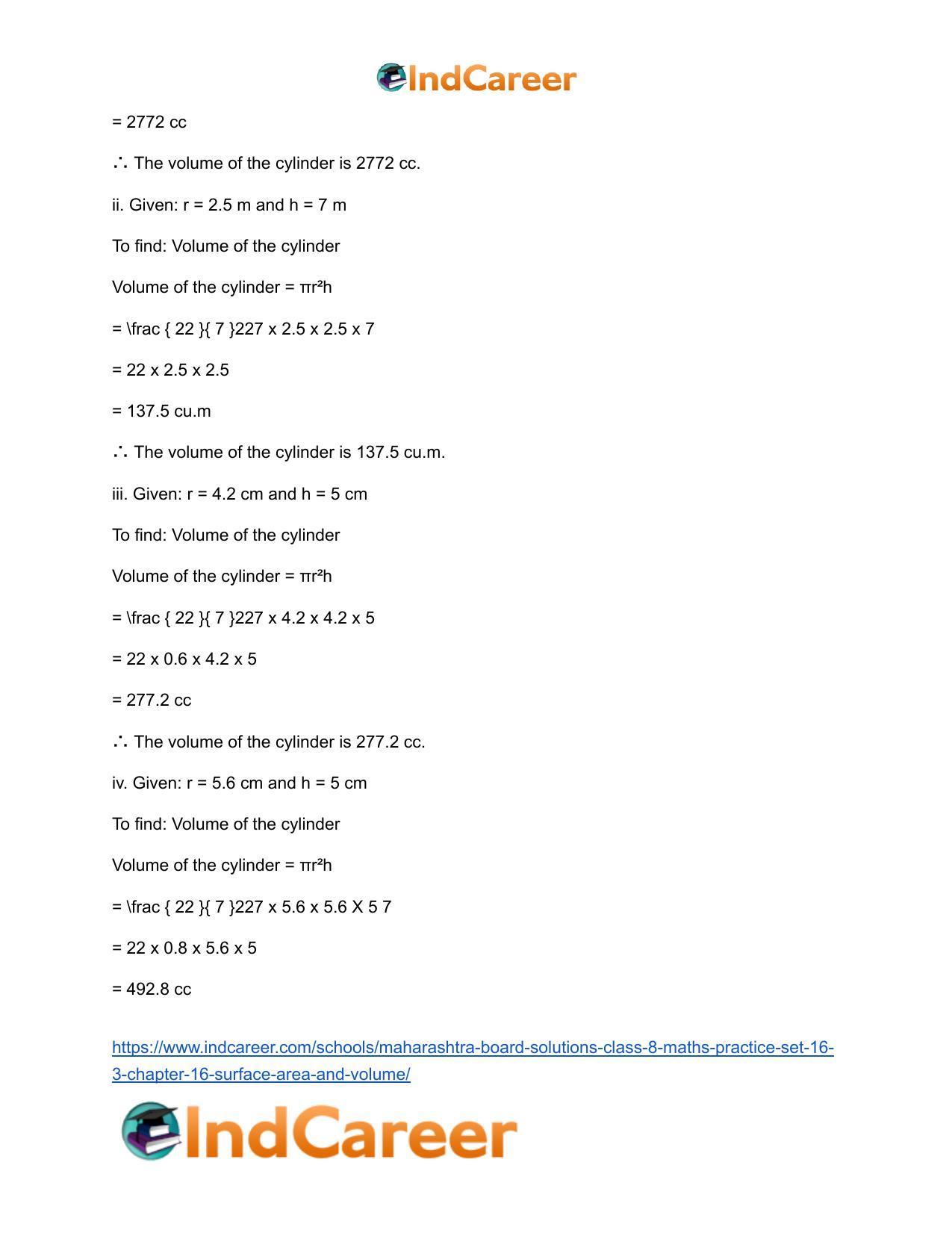 Maharashtra Board Solutions Class 8-Maths (Practice Set 16.3): Chapter 16- Surface Area and Volume - Page 3