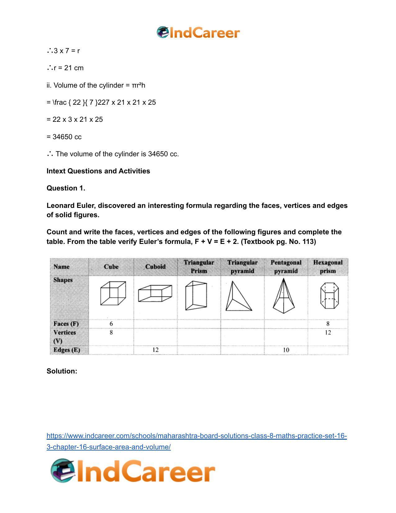 Maharashtra Board Solutions Class 8-Maths (Practice Set 16.3): Chapter 16- Surface Area and Volume - Page 6