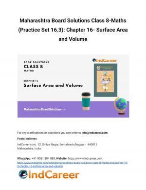 Maharashtra Board Solutions Class 8-Maths (Practice Set 16.3): Chapter 16- Surface Area and Volume
