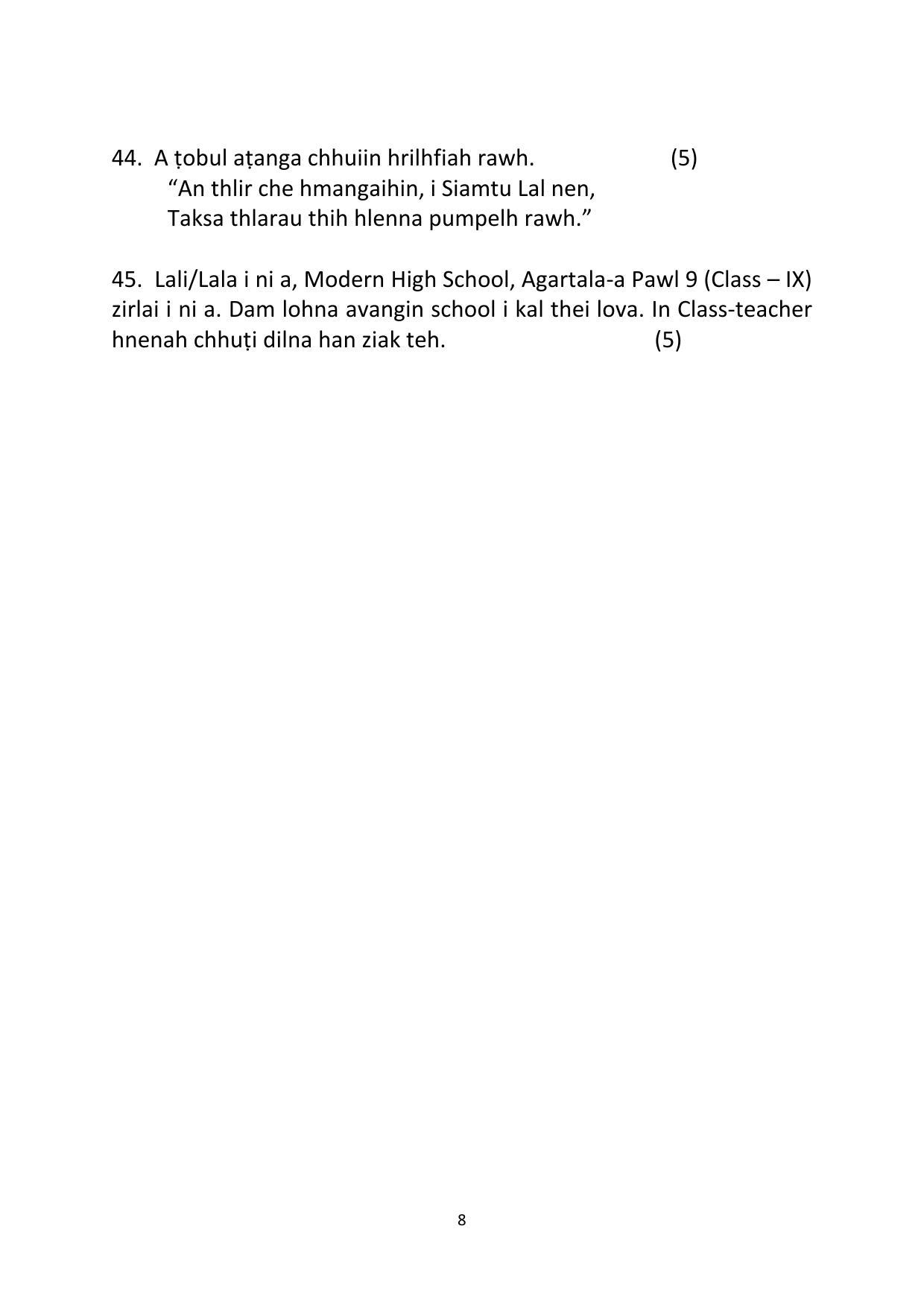 Tripura Board Class Mizo Model Question Paper 2023 - Page 5