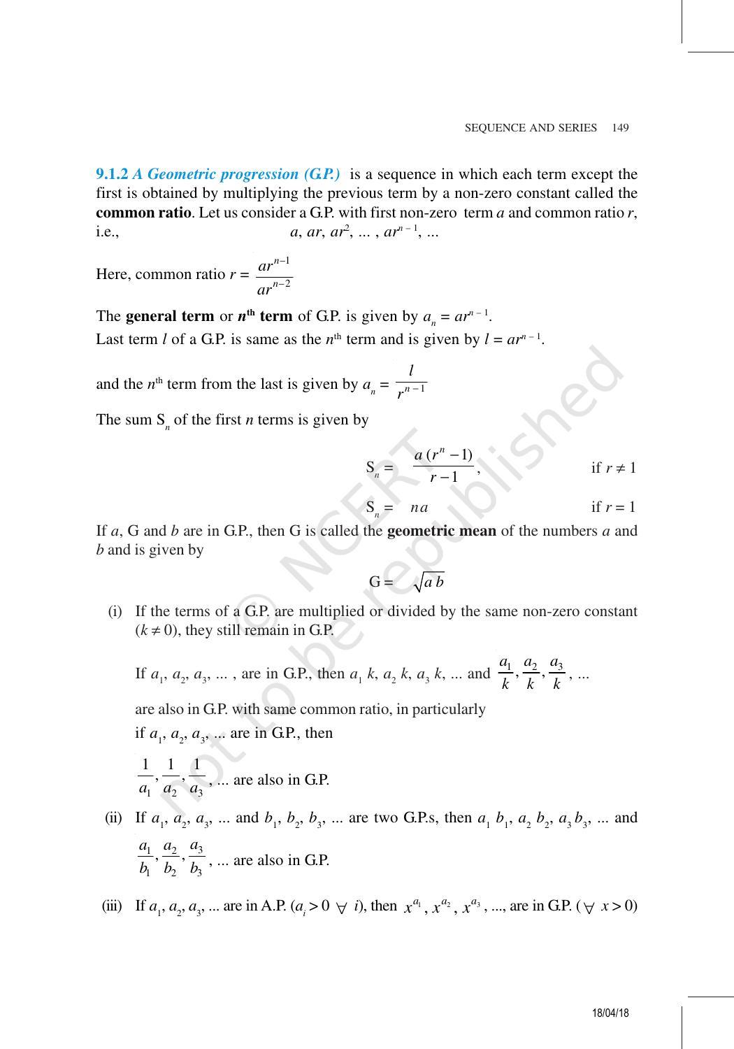 NCERT Exemplar Book for Class 11 Maths: Chapter 9 Sequence and Series - Page 3