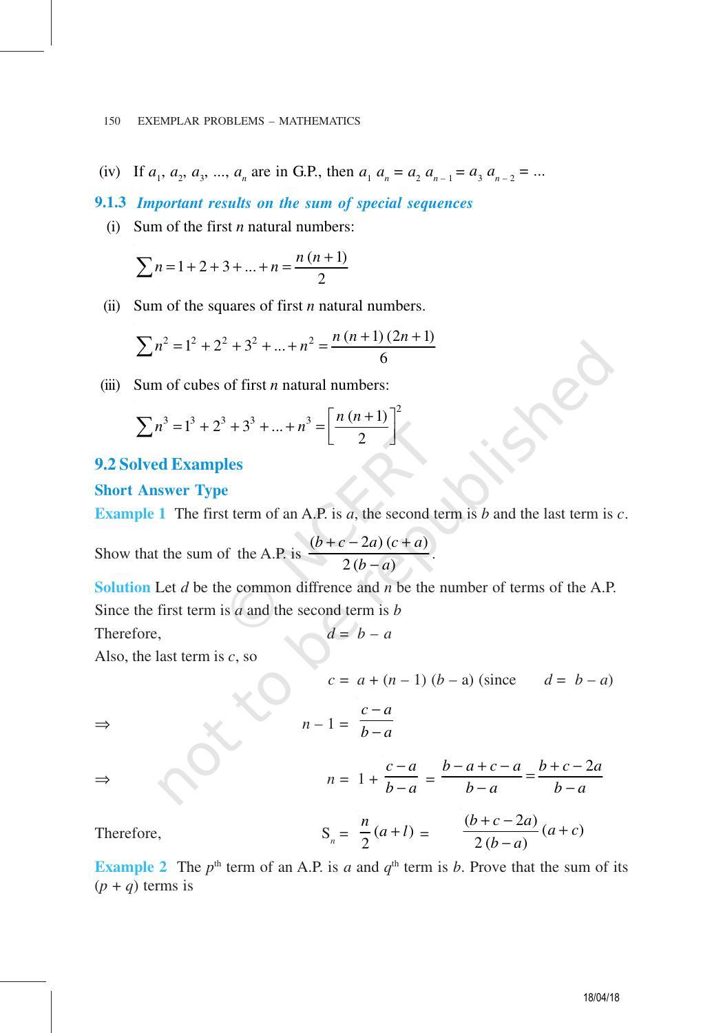 NCERT Exemplar Book for Class 11 Maths: Chapter 9 Sequence and Series - Page 4