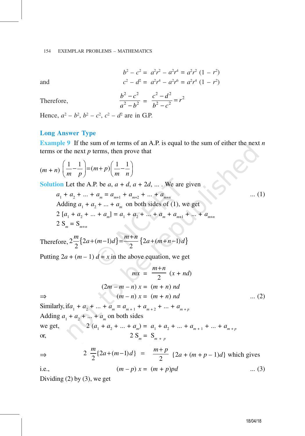 NCERT Exemplar Book for Class 11 Maths: Chapter 9 Sequence and Series - Page 8