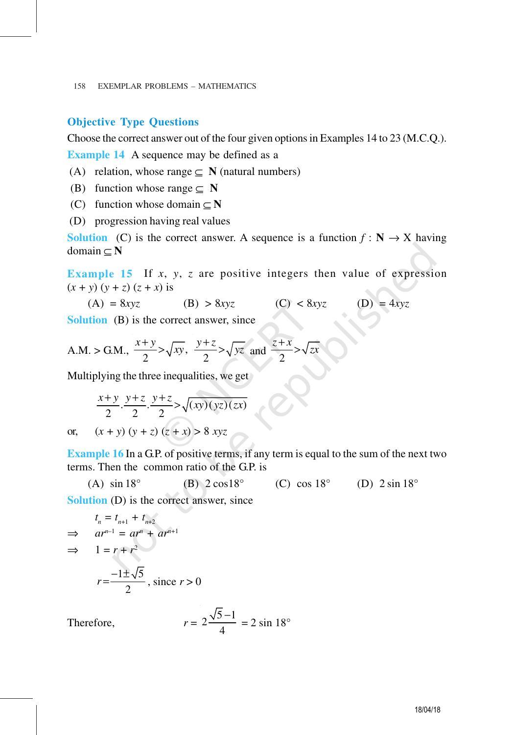 NCERT Exemplar Book for Class 11 Maths: Chapter 9 Sequence and Series - Page 12
