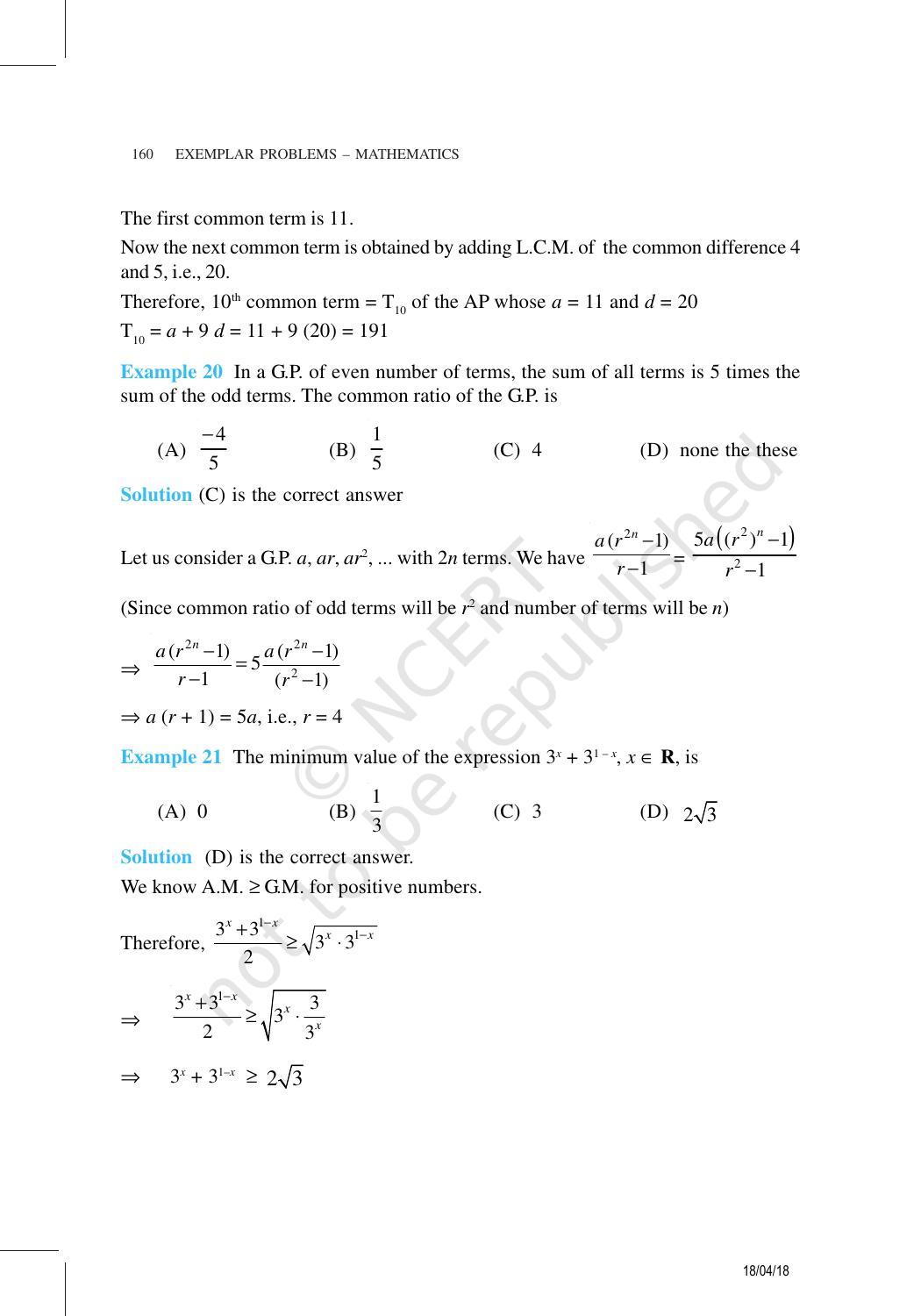 NCERT Exemplar Book for Class 11 Maths: Chapter 9 Sequence and Series - Page 14