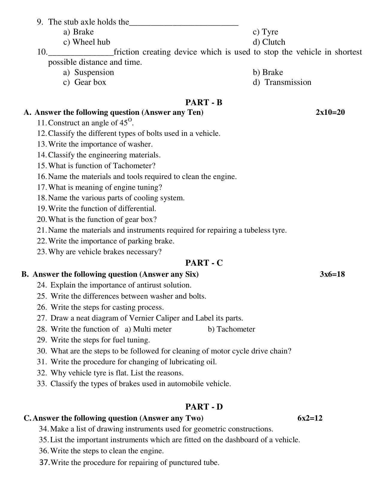 Karnataka 1st PUC Automobile 3 Model Question Paper 2025 - Page 4