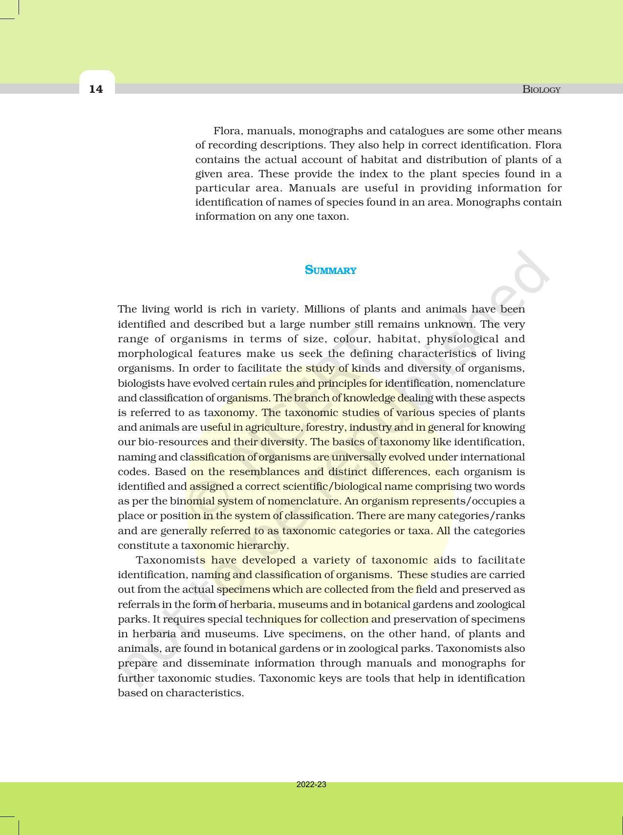 NCERT Book for Class 11 Biology Chapter 1 The Living World - Page 14