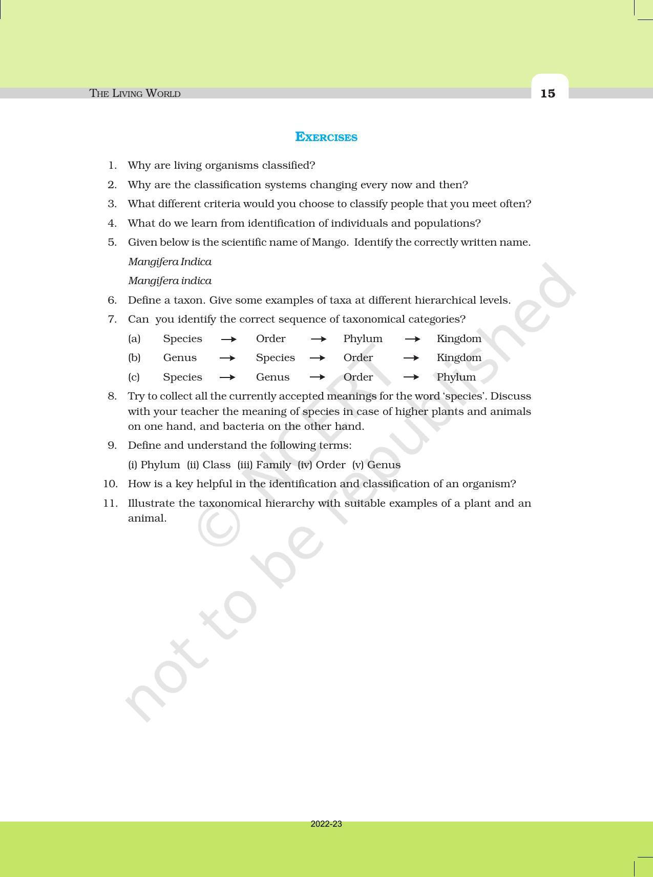 NCERT Book for Class 11 Biology Chapter 1 The Living World - Page 15