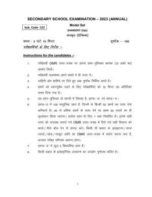 Bihar Board 10th SANSKRIT (Opt) Model Paper 2023