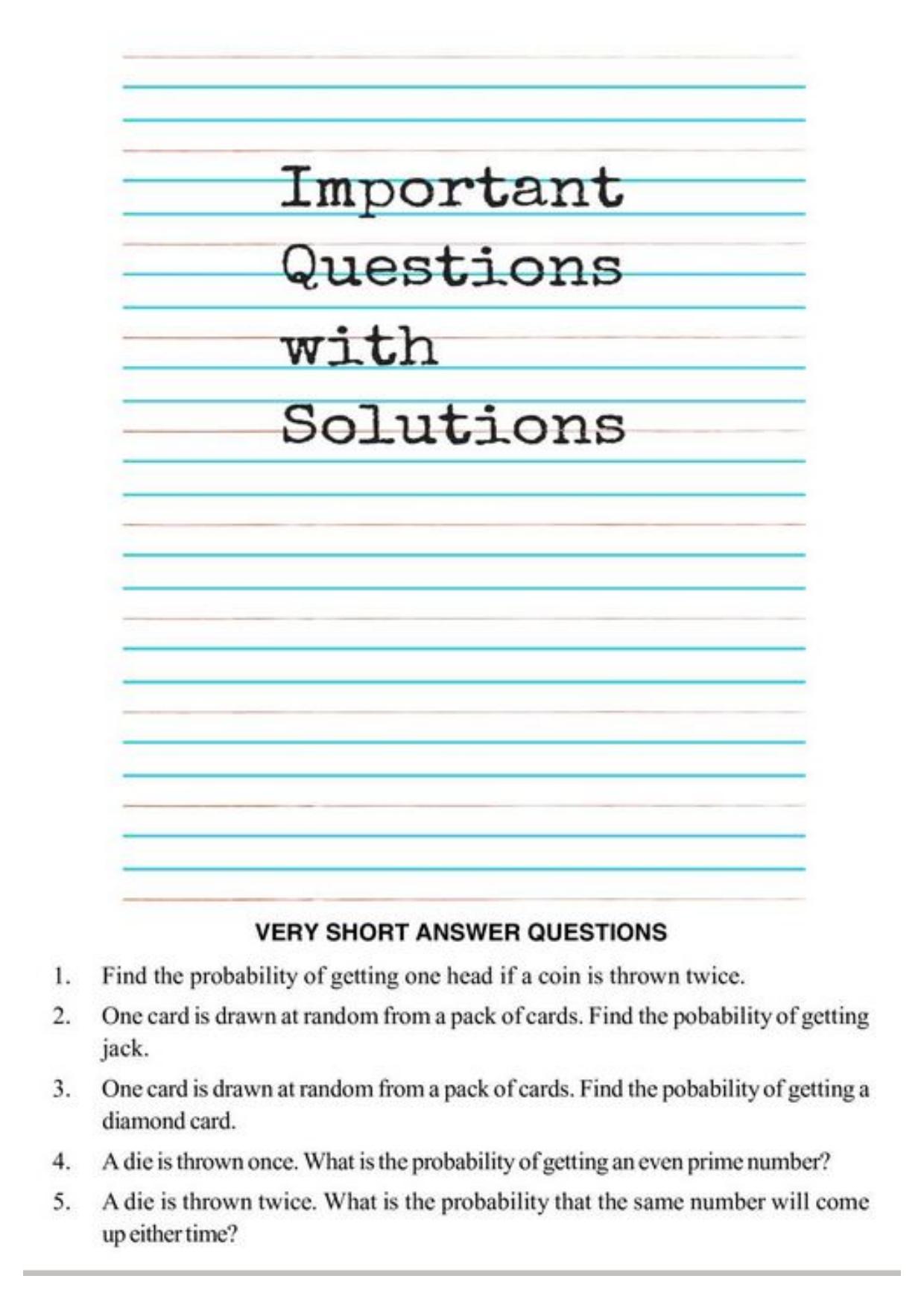 Class 10 Notes, Question & Practice Paper - Mathematics (Topic 15 : Probability) - Page 3