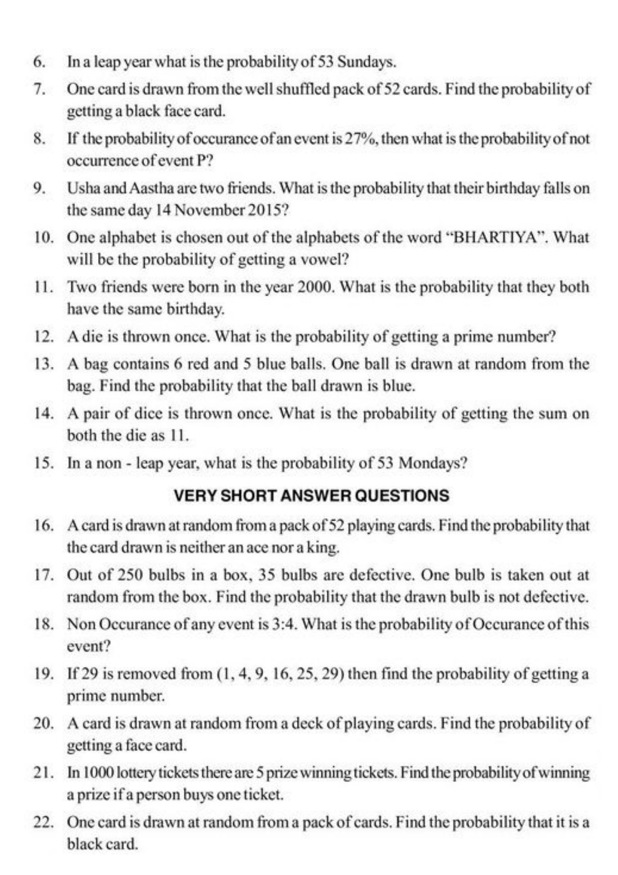 Class 10 Notes, Question & Practice Paper - Mathematics (Topic 15 : Probability) - Page 4
