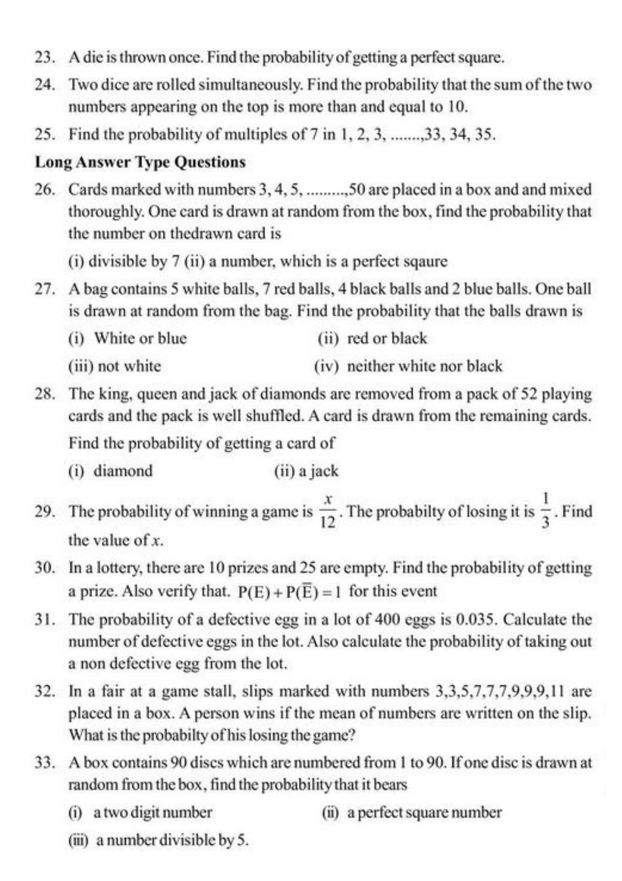 Class 10 Notes, Question & Practice Paper - Mathematics (Topic 15 : Probability) - Page 5