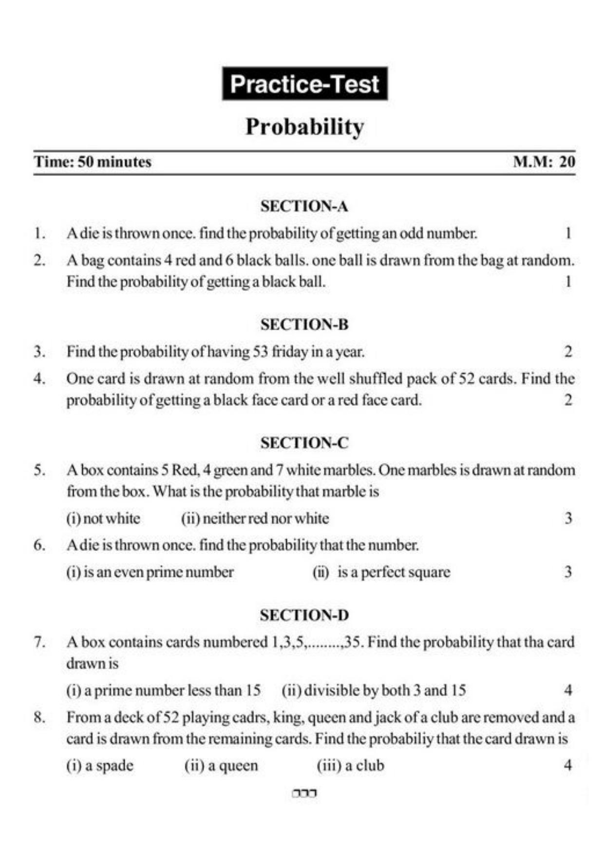 Class 10 Notes, Question & Practice Paper - Mathematics (Topic 15 : Probability) - Page 9