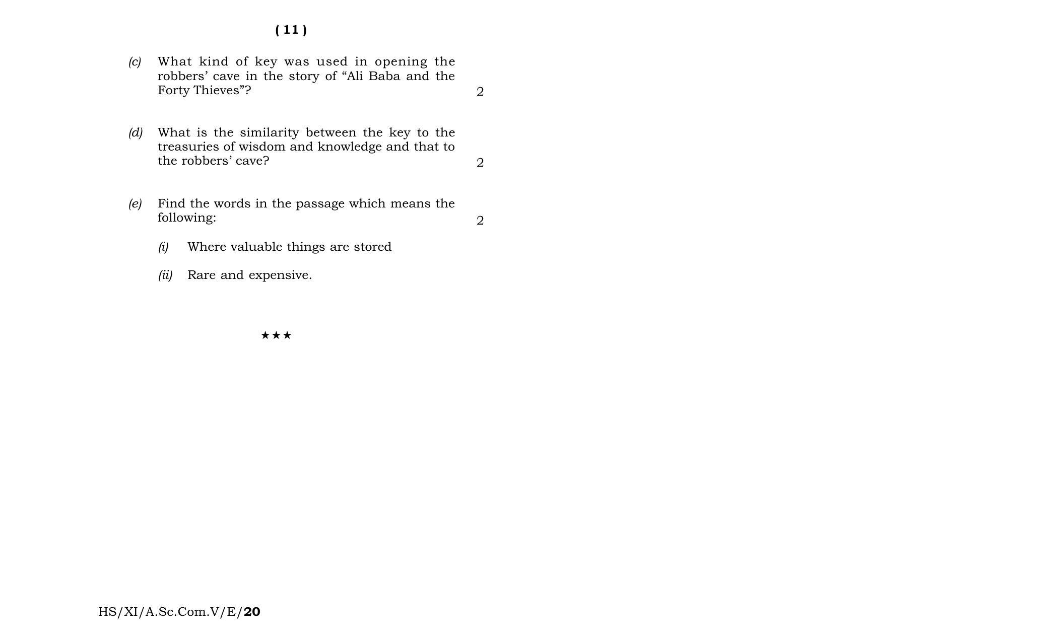 Meghalaya Board (MBOSE) Class 11 English 2020 Question Paper - Page 6