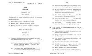 Meghalaya Board (MBOSE) Class 11 English 2020 Question Paper