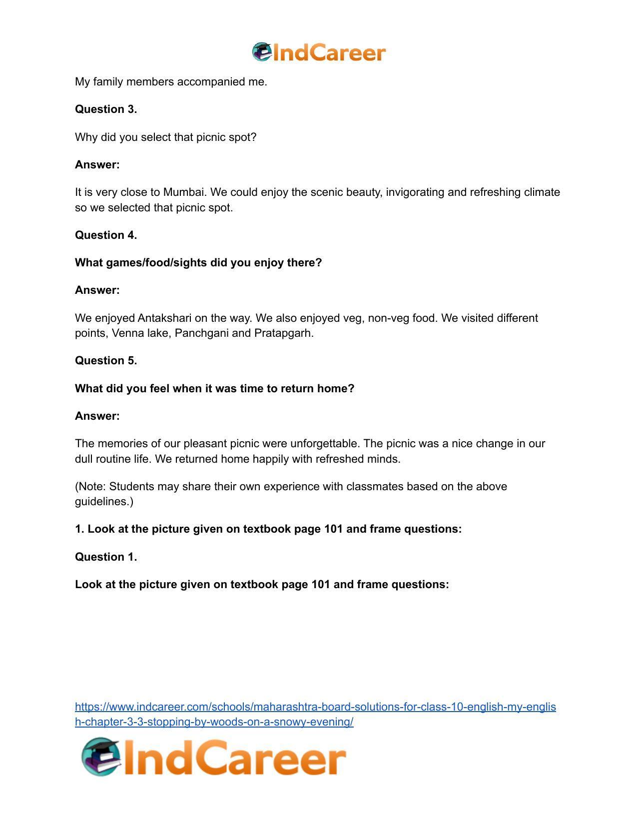 Maharashtra Board Solutions for Class 10- English (My English): Chapter 3.3- Stopping by Woods on a Snowy Evening - Page 3