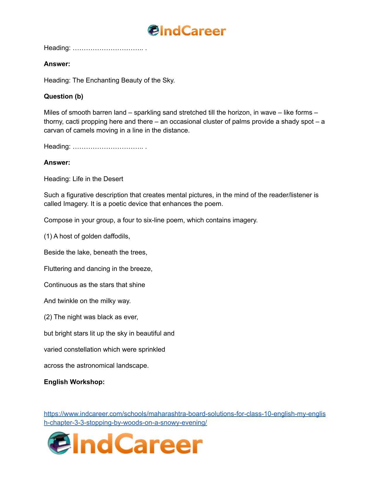 Maharashtra Board Solutions for Class 10- English (My English): Chapter 3.3- Stopping by Woods on a Snowy Evening - Page 5