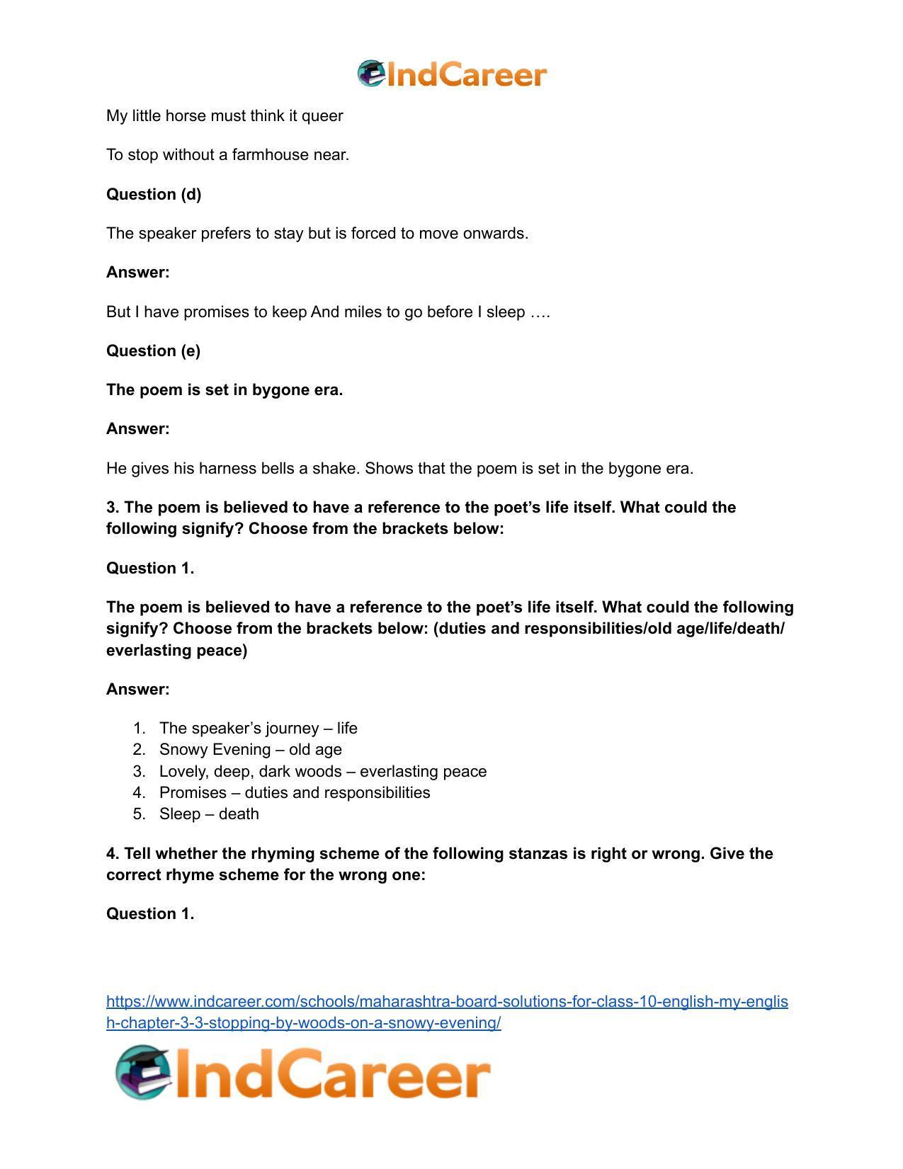 Maharashtra Board Solutions for Class 10- English (My English): Chapter 3.3- Stopping by Woods on a Snowy Evening - Page 7