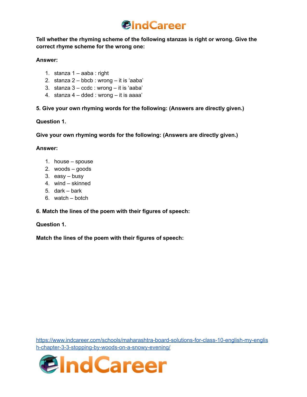 Maharashtra Board Solutions for Class 10- English (My English): Chapter 3.3- Stopping by Woods on a Snowy Evening - Page 8