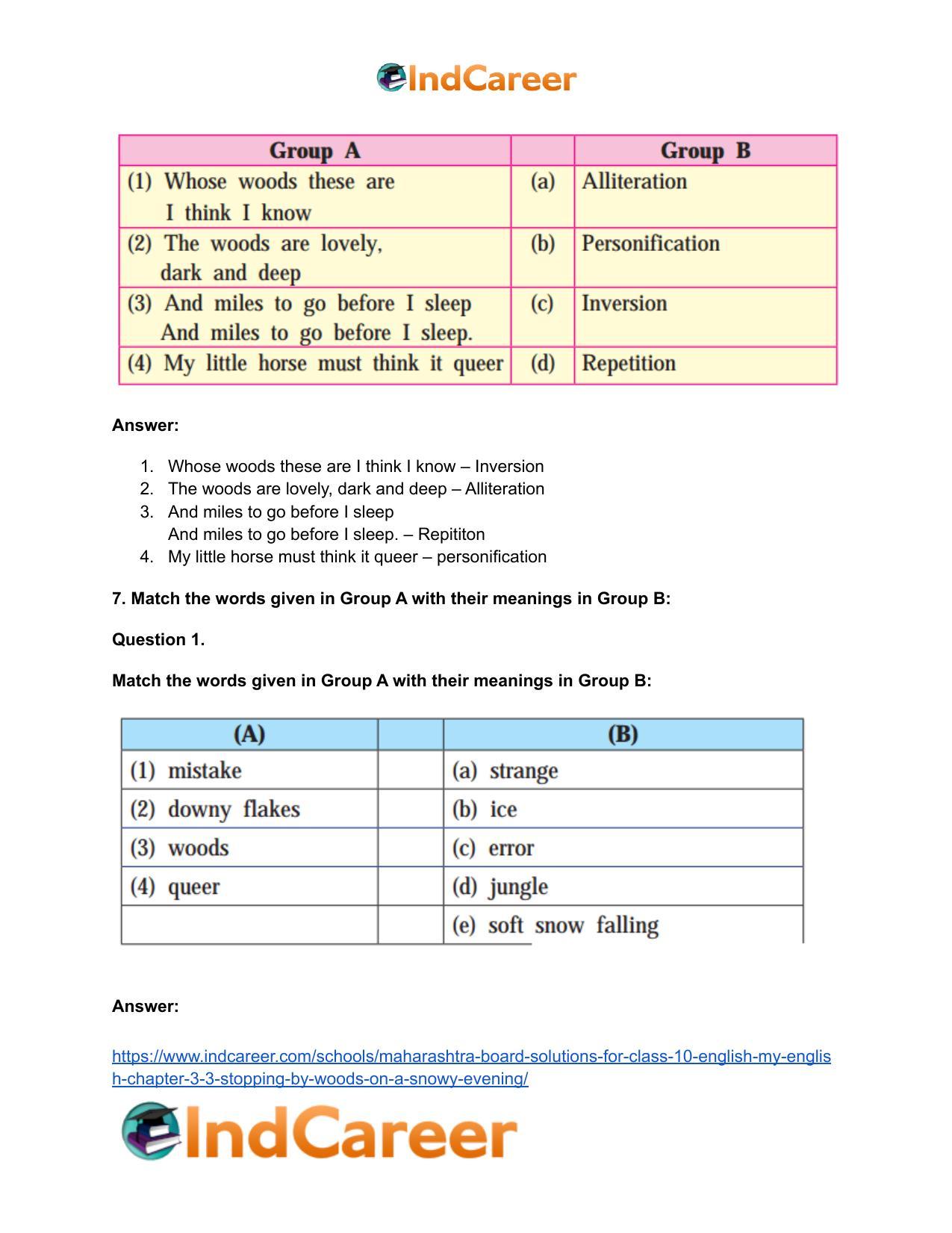 Maharashtra Board Solutions for Class 10- English (My English): Chapter 3.3- Stopping by Woods on a Snowy Evening - Page 9