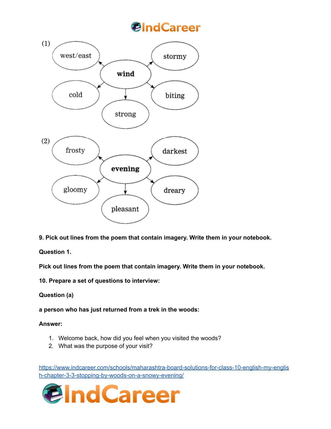 Maharashtra Board Solutions for Class 10- English (My English): Chapter 3.3- Stopping by Woods on a Snowy Evening - Page 11