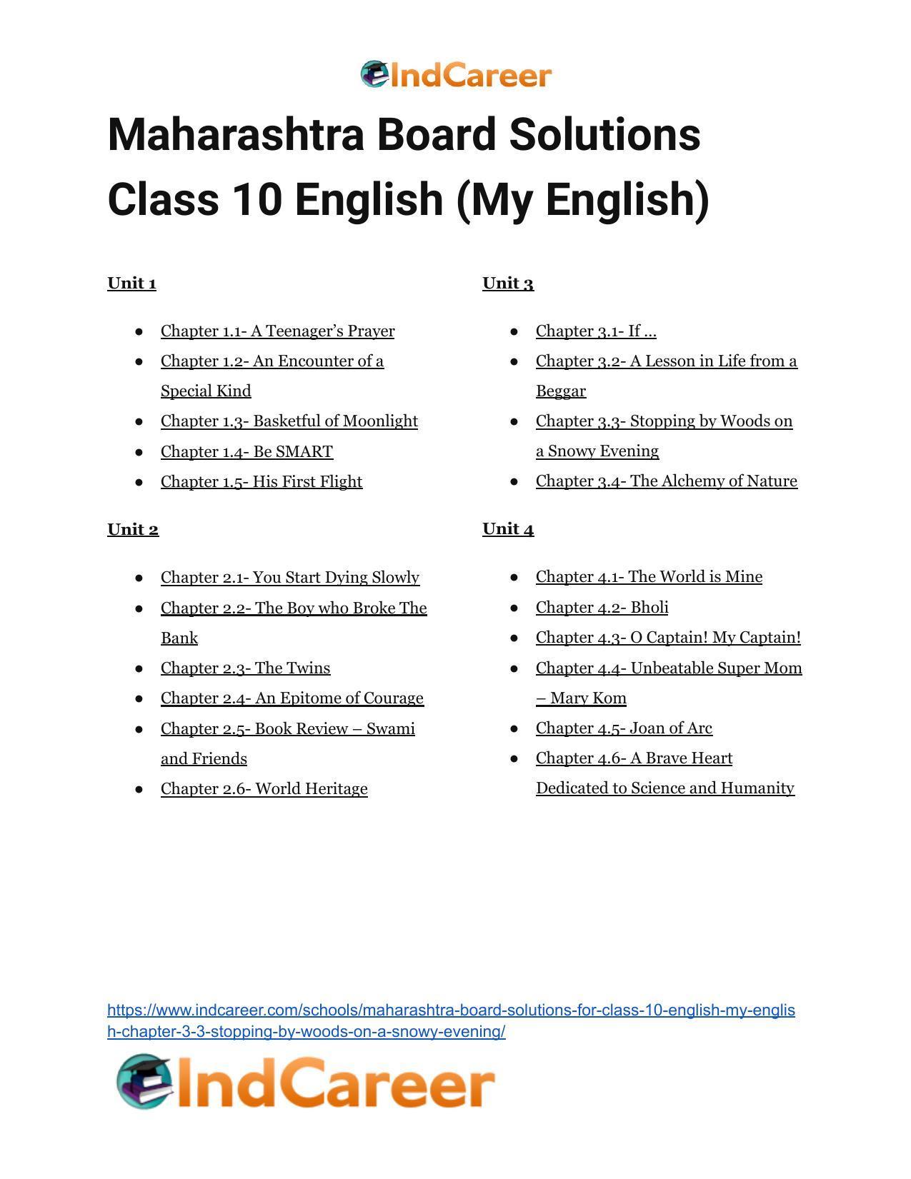 Maharashtra Board Solutions for Class 10- English (My English): Chapter 3.3- Stopping by Woods on a Snowy Evening - Page 15