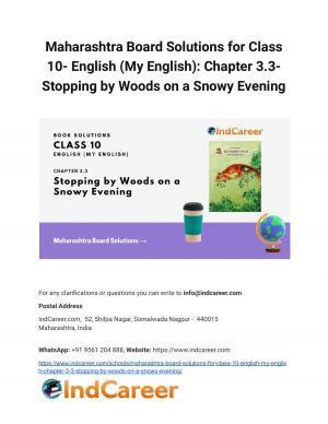 Maharashtra Board Solutions for Class 10- English (My English): Chapter 3.3- Stopping by Woods on a Snowy Evening
