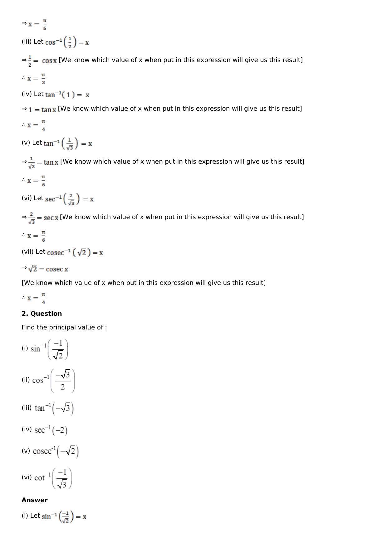 Chapter 4: Inverse Trigonometric Functions Solutions: RS Aggarwal Class 12 Solutions  - Page 2