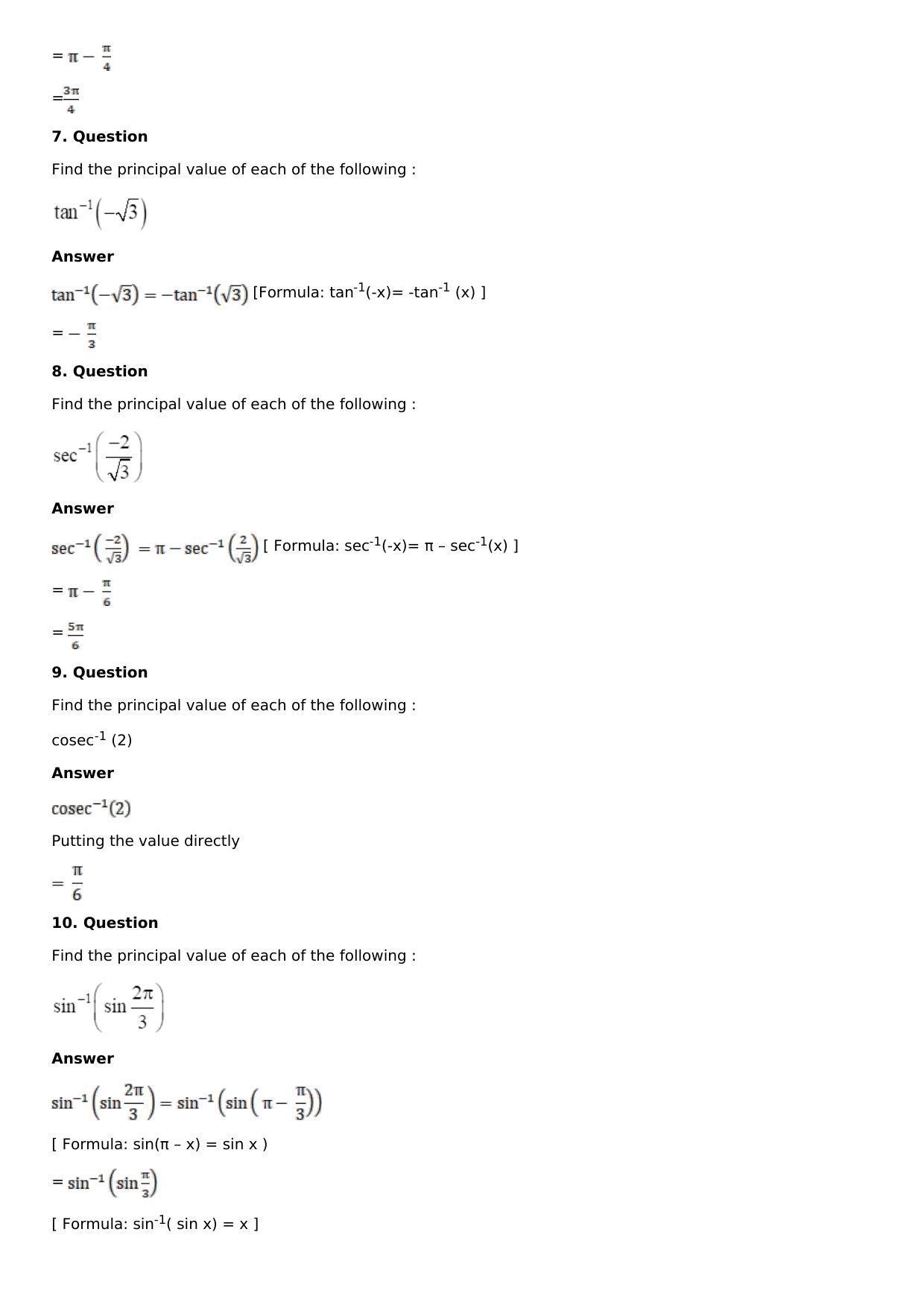 Chapter 4: Inverse Trigonometric Functions Solutions: RS Aggarwal Class 12 Solutions  - Page 6