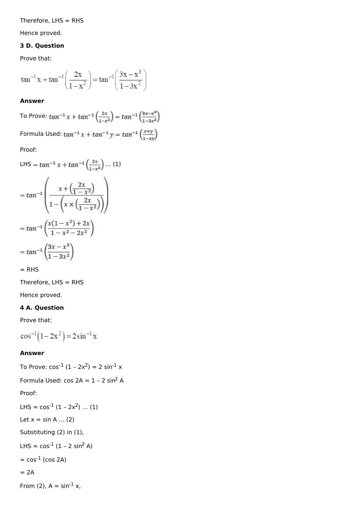 Chapter 4: Inverse Trigonometric Functions Solutions: RS Aggarwal Class 12 Solutions  - Page 14
