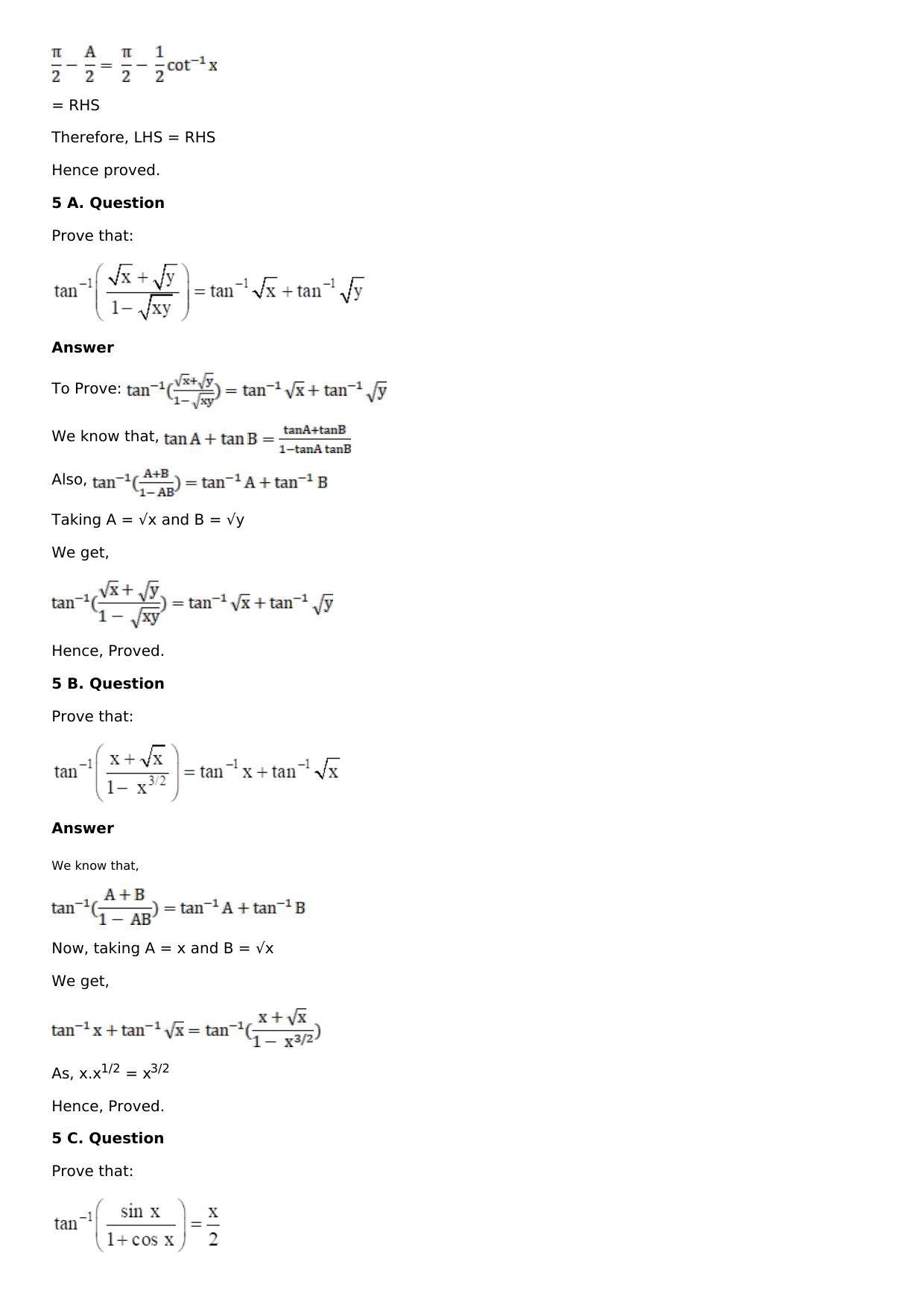 Chapter 4: Inverse Trigonometric Functions Solutions: RS Aggarwal Class 12 Solutions  - Page 17