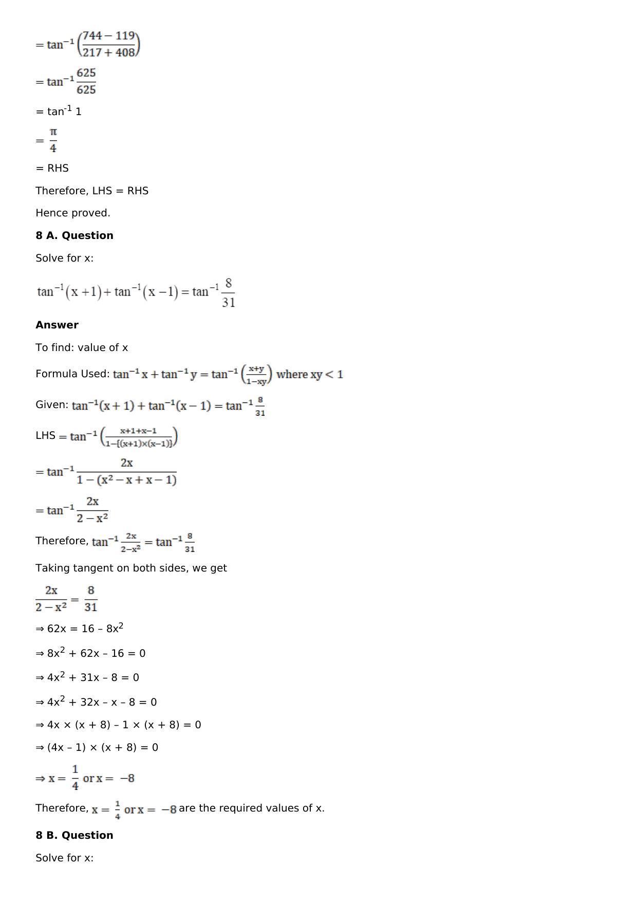 Chapter 4: Inverse Trigonometric Functions Solutions: RS Aggarwal Class 12 Solutions  - Page 30