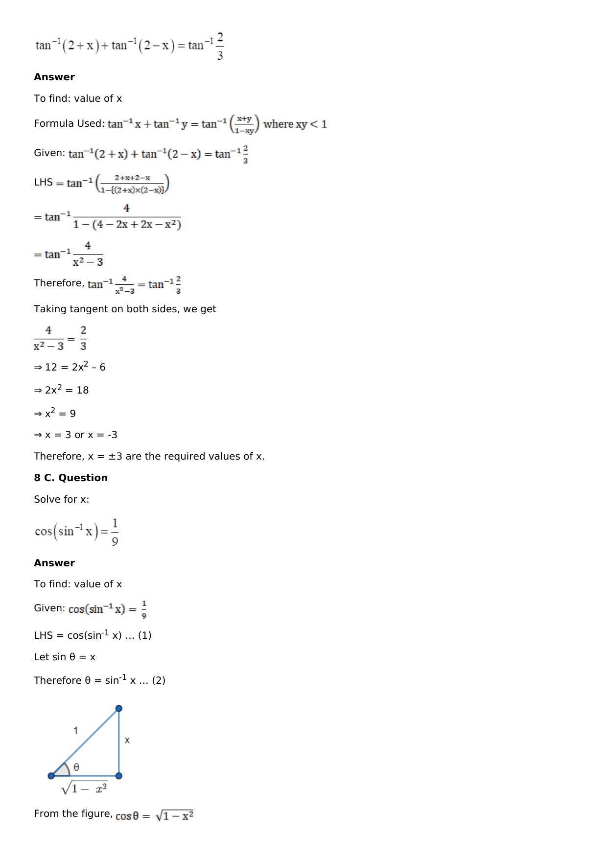 Chapter 4: Inverse Trigonometric Functions Solutions: RS Aggarwal Class 12 Solutions  - Page 31