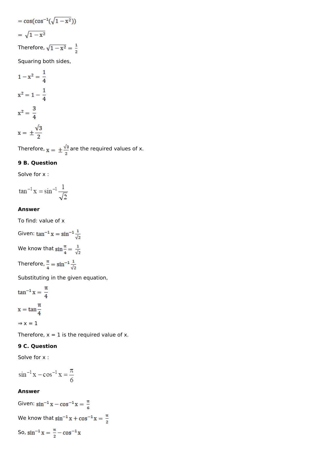 Chapter 4: Inverse Trigonometric Functions Solutions: RS Aggarwal Class 12 Solutions  - Page 34