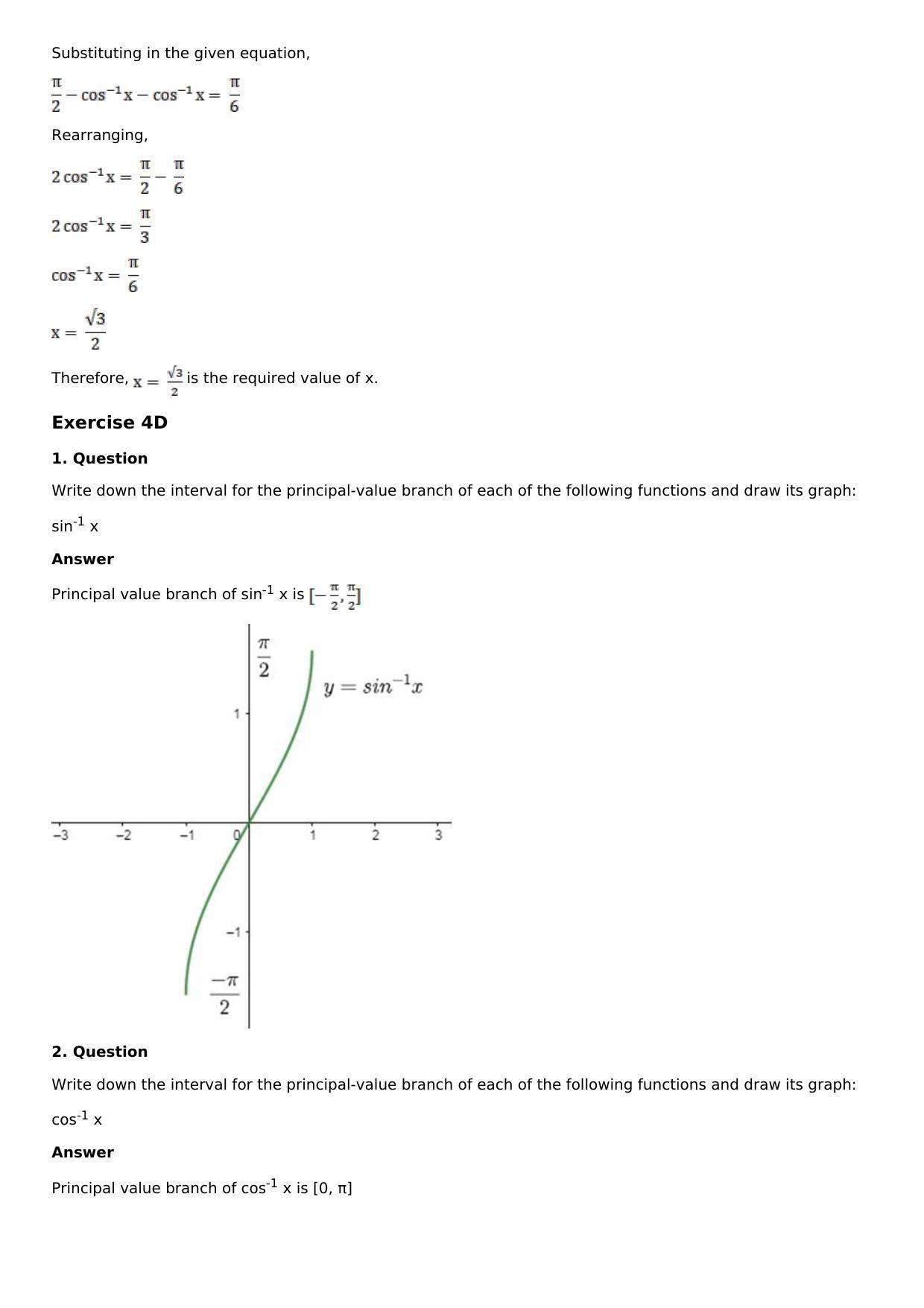 Chapter 4: Inverse Trigonometric Functions Solutions: RS Aggarwal Class 12 Solutions  - Page 35