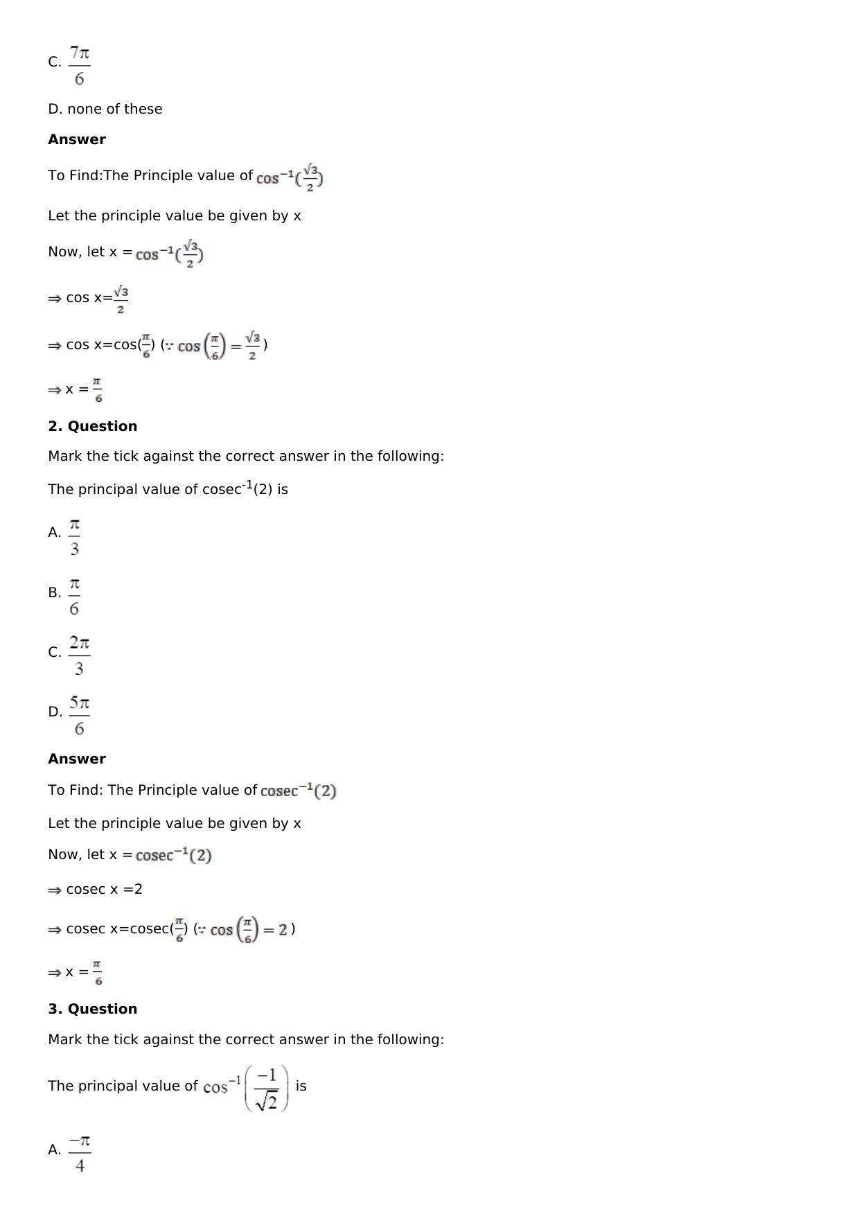 Chapter 4: Inverse Trigonometric Functions Solutions: RS Aggarwal Class 12 Solutions  - Page 38