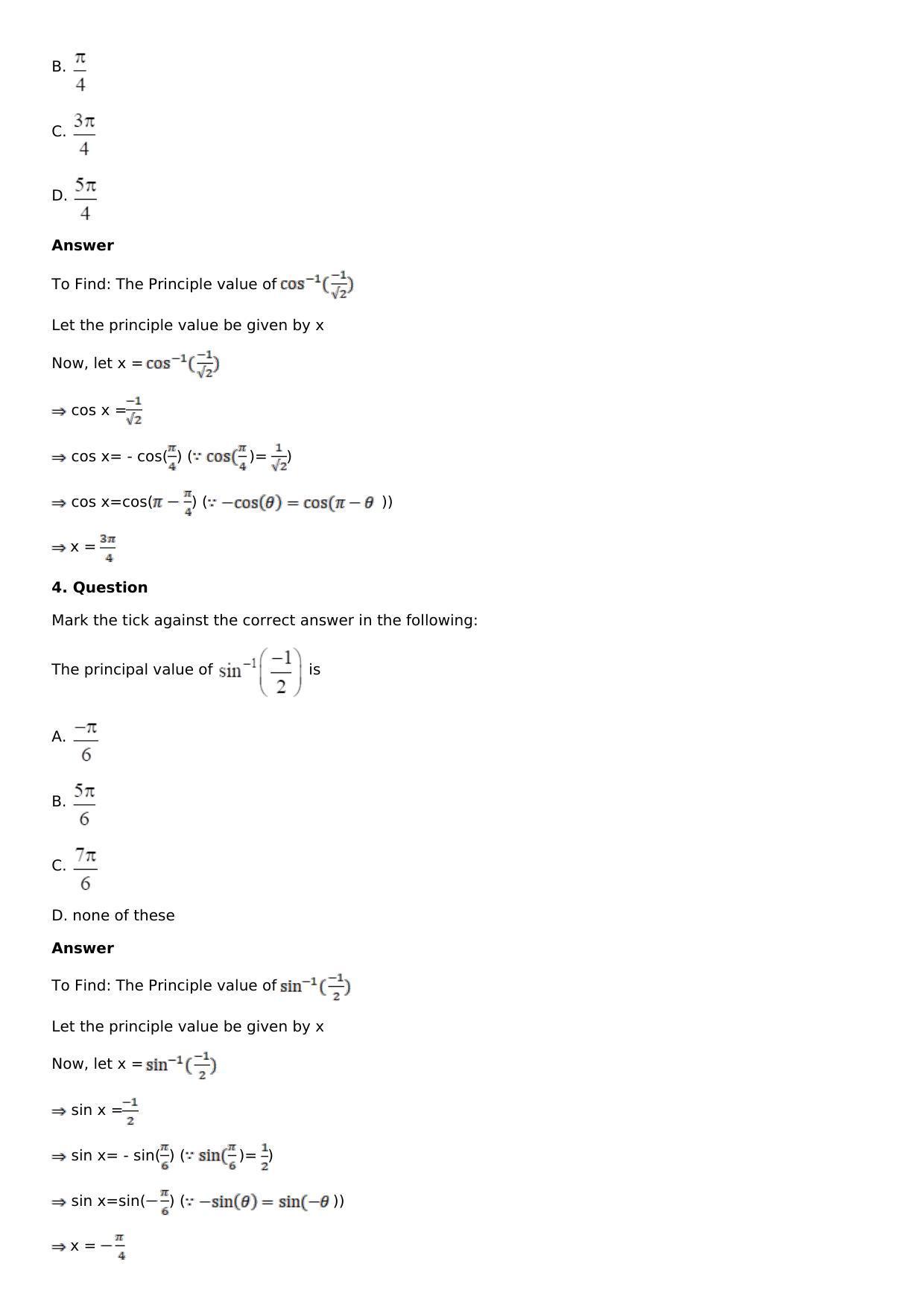 Chapter 4: Inverse Trigonometric Functions Solutions: RS Aggarwal Class 12 Solutions  - Page 39
