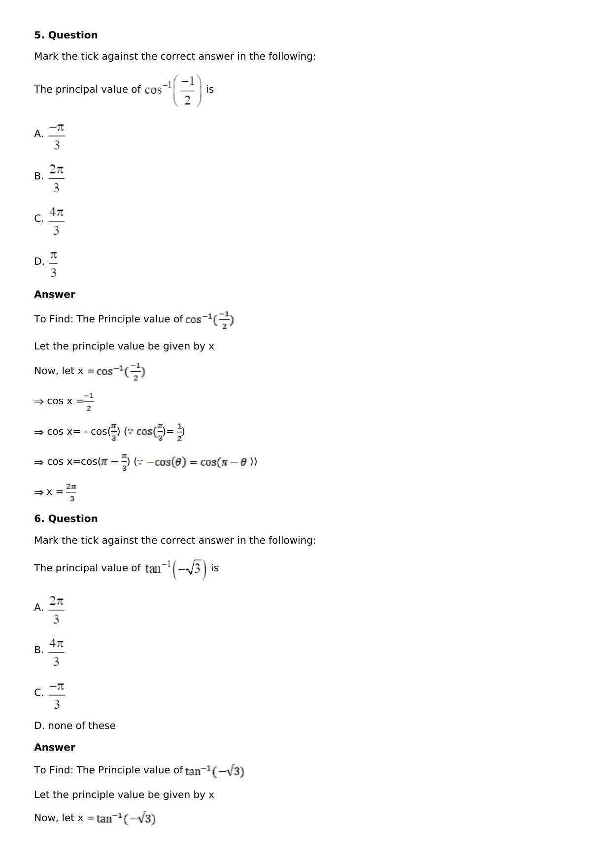 Chapter 4: Inverse Trigonometric Functions Solutions: RS Aggarwal Class 12 Solutions  - Page 40