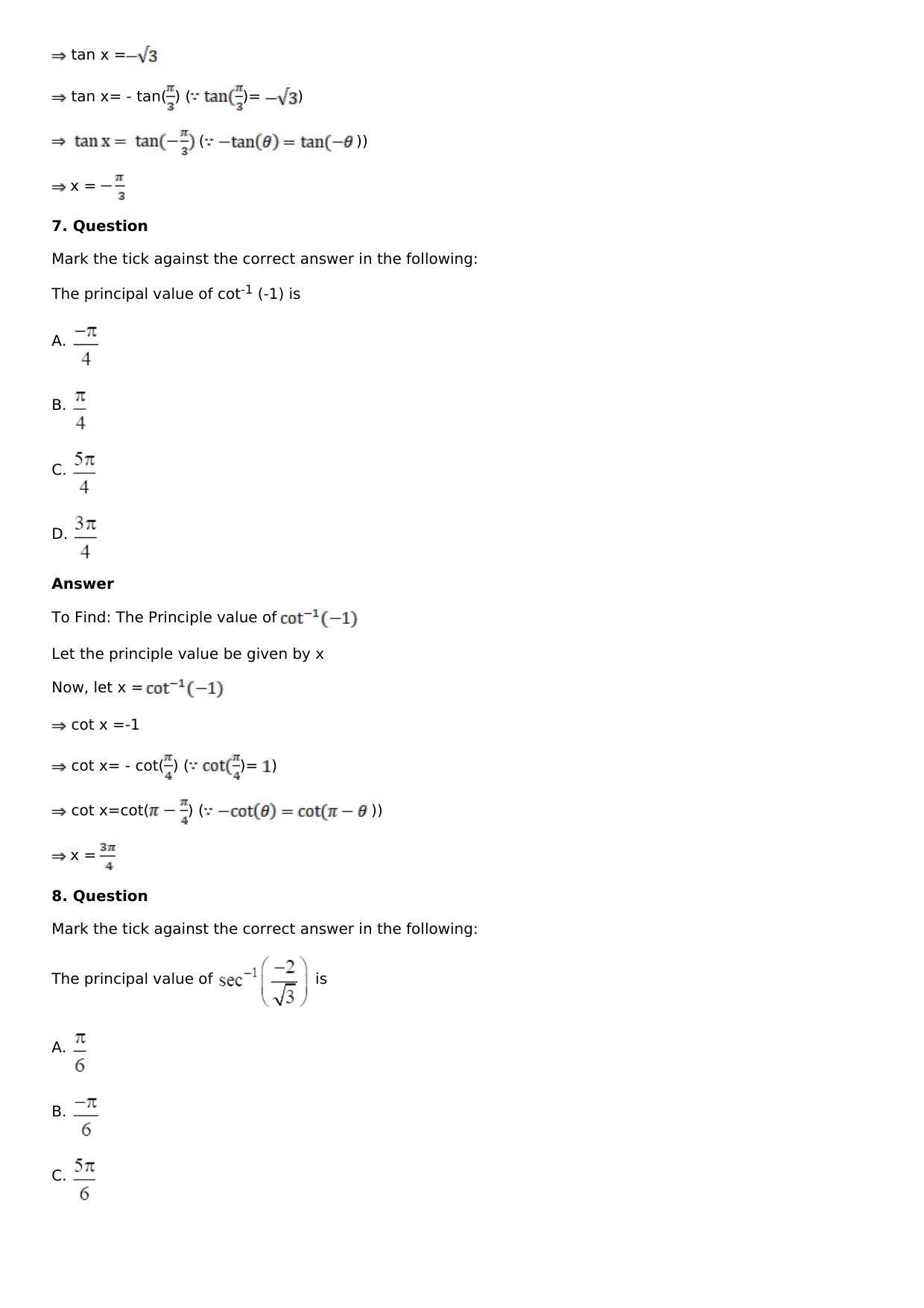 Chapter 4: Inverse Trigonometric Functions Solutions: RS Aggarwal Class 12 Solutions  - Page 41