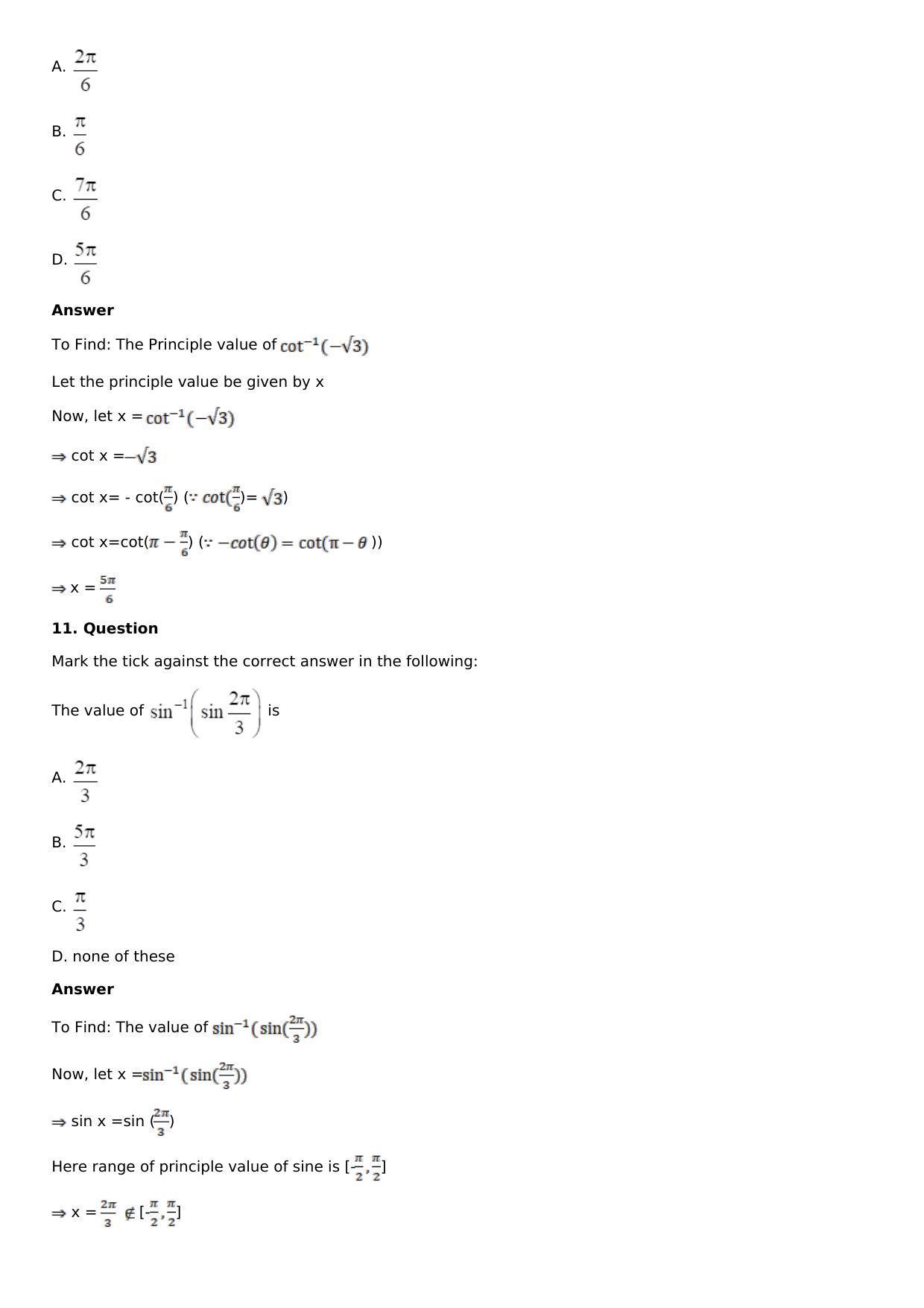 Chapter 4: Inverse Trigonometric Functions Solutions: RS Aggarwal Class 12 Solutions  - Page 43