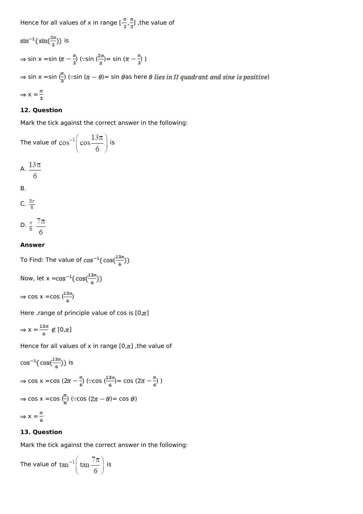 Chapter 4: Inverse Trigonometric Functions Solutions: RS Aggarwal Class 12 Solutions  - Page 44