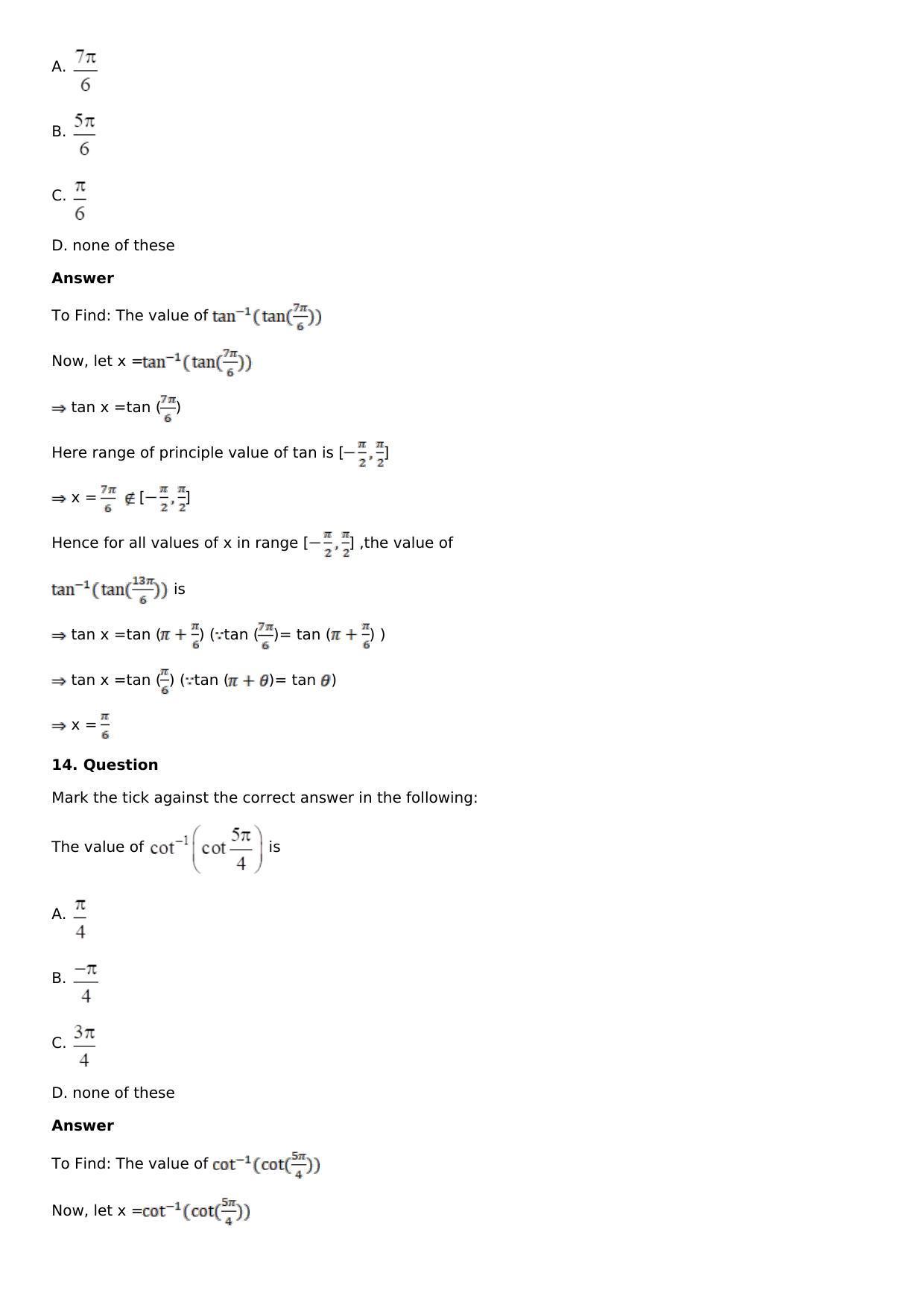 Chapter 4: Inverse Trigonometric Functions Solutions: RS Aggarwal Class 12 Solutions  - Page 45