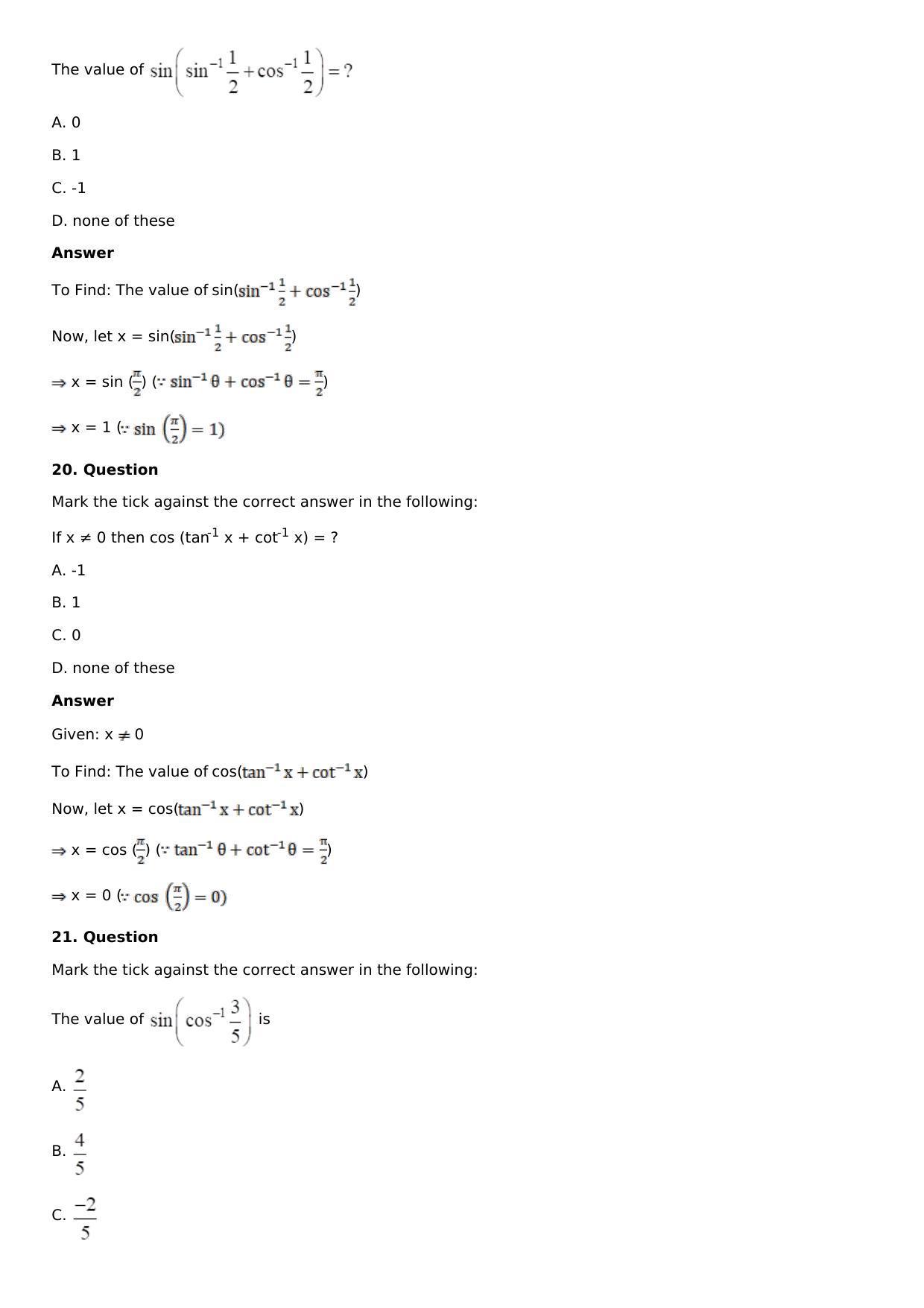 Chapter 4: Inverse Trigonometric Functions Solutions: RS Aggarwal Class 12 Solutions  - Page 49