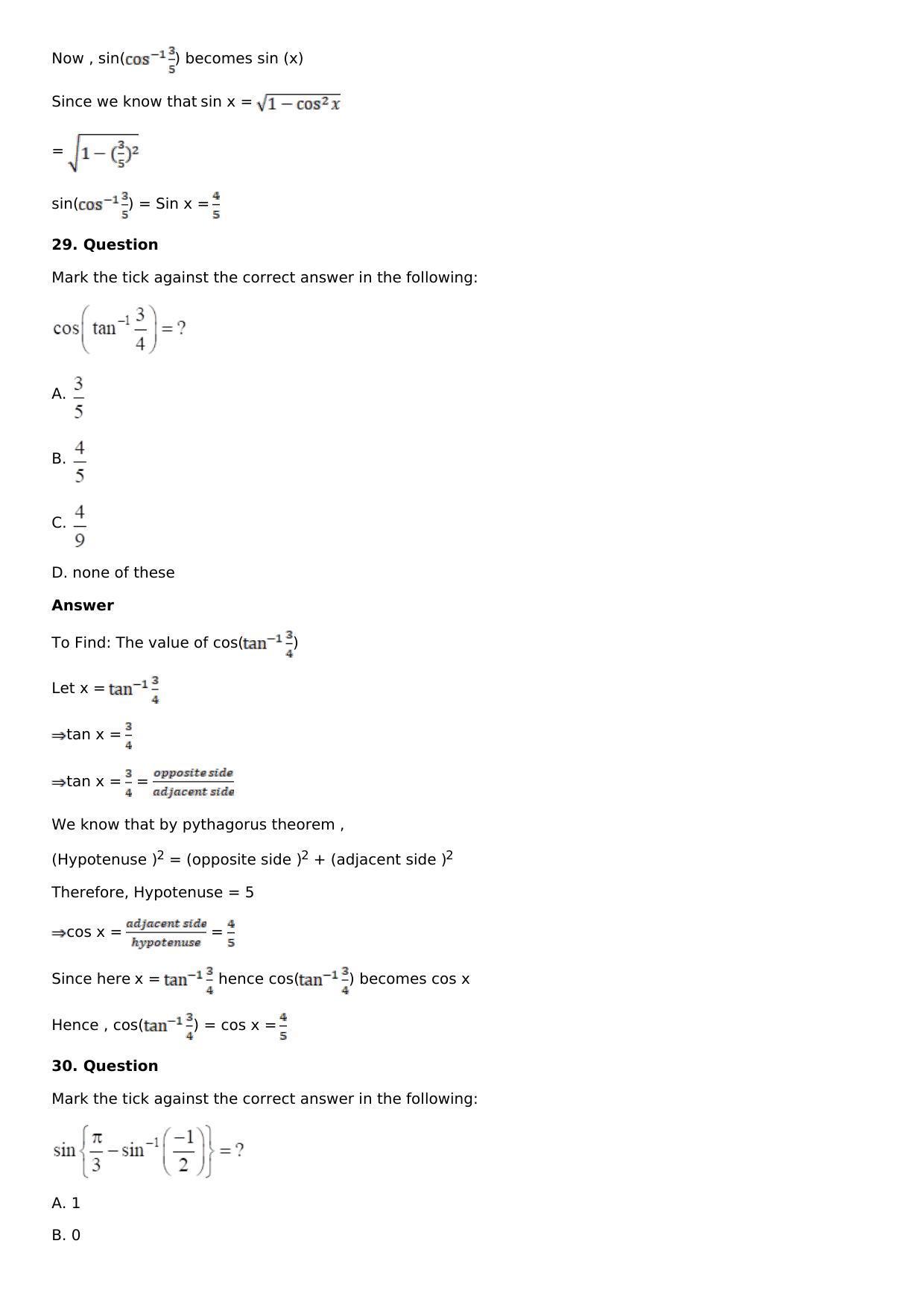 Chapter 4: Inverse Trigonometric Functions Solutions: RS Aggarwal Class 12 Solutions  - Page 55