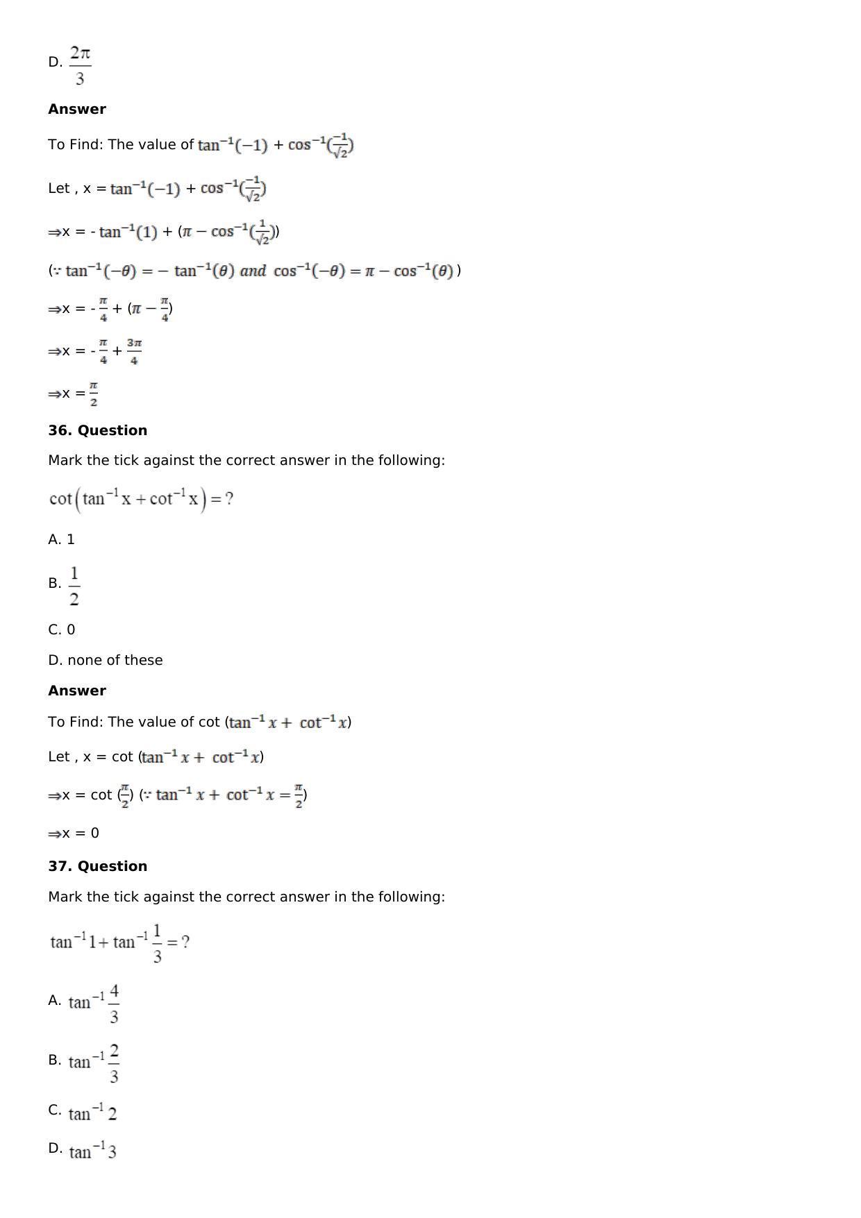 Chapter 4: Inverse Trigonometric Functions Solutions: RS Aggarwal Class 12 Solutions  - Page 59