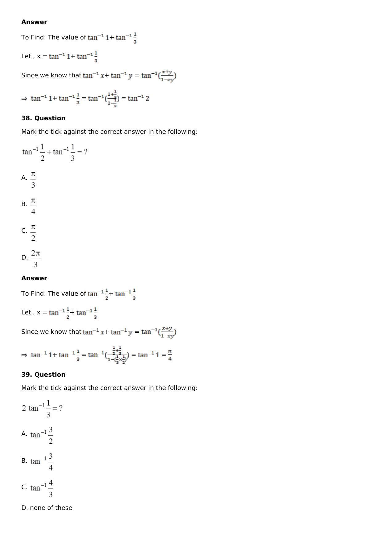 Chapter 4: Inverse Trigonometric Functions Solutions: RS Aggarwal Class 12 Solutions  - Page 60