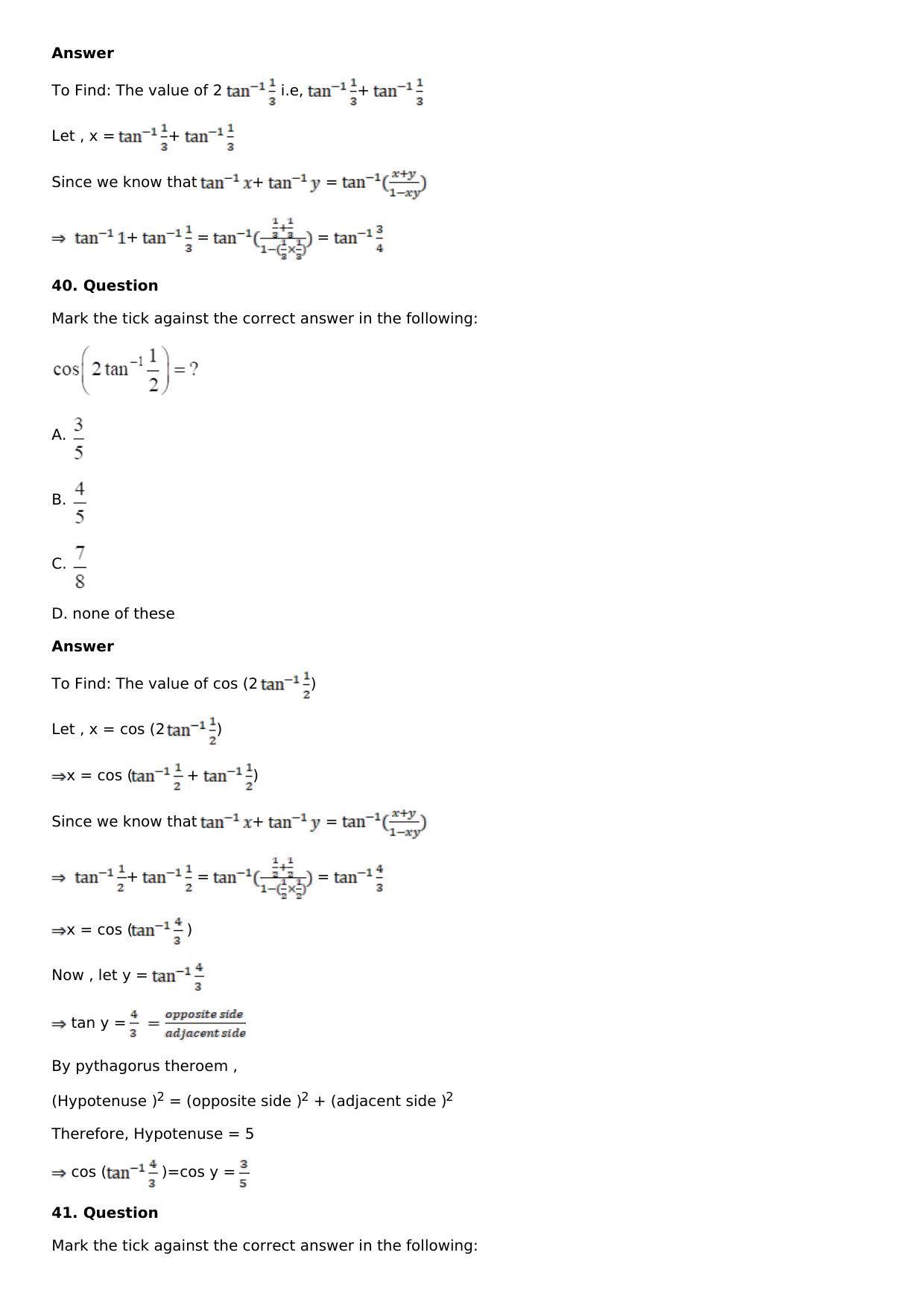 Chapter 4: Inverse Trigonometric Functions Solutions: RS Aggarwal Class 12 Solutions  - Page 61