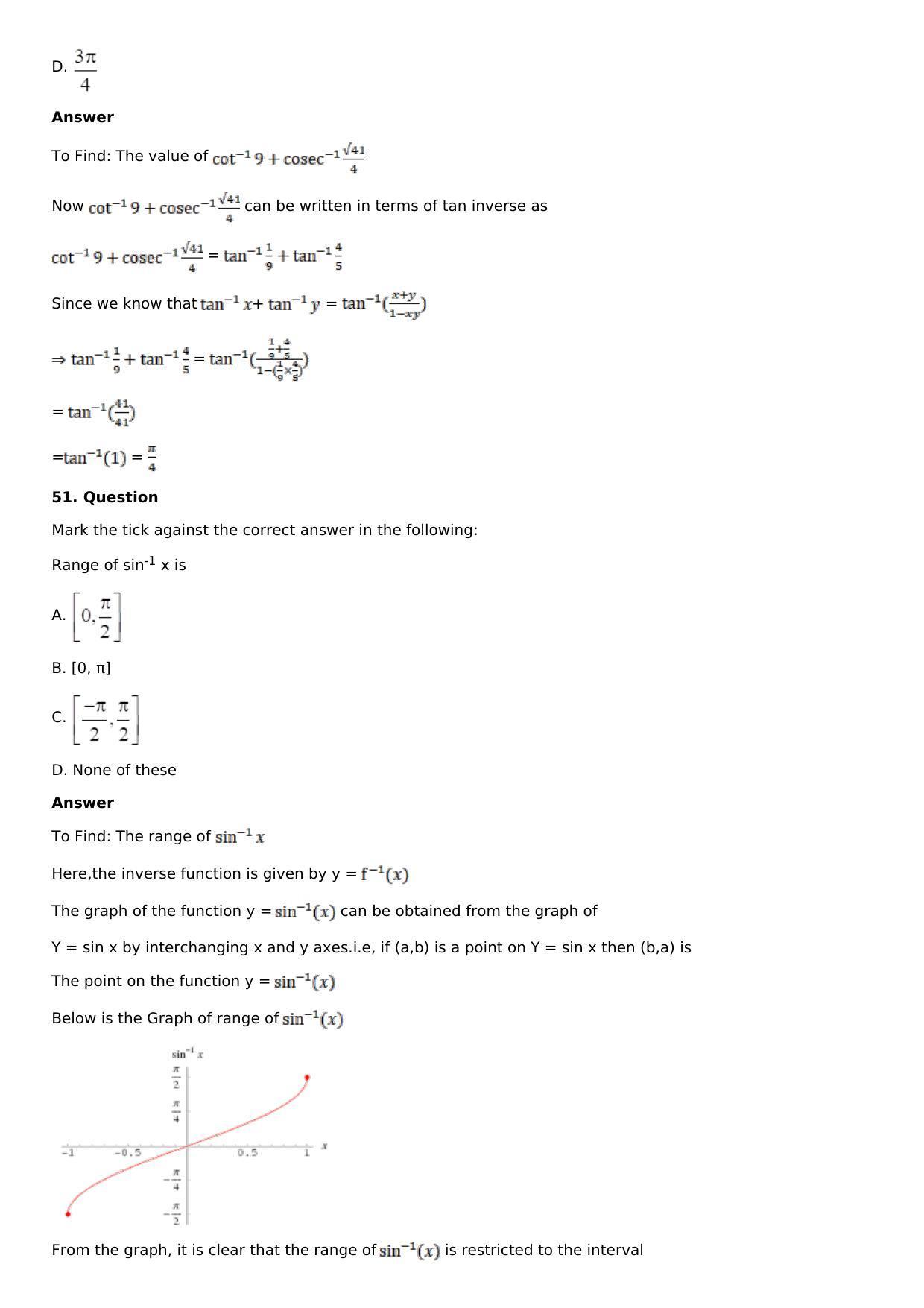 Chapter 4: Inverse Trigonometric Functions Solutions: RS Aggarwal Class 12 Solutions  - Page 68