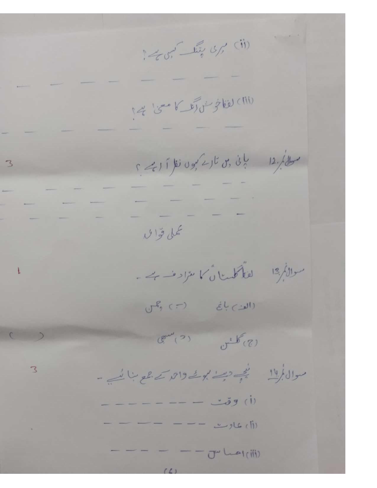 RBSE Class 5 Sample Paper Urdu - Page 7